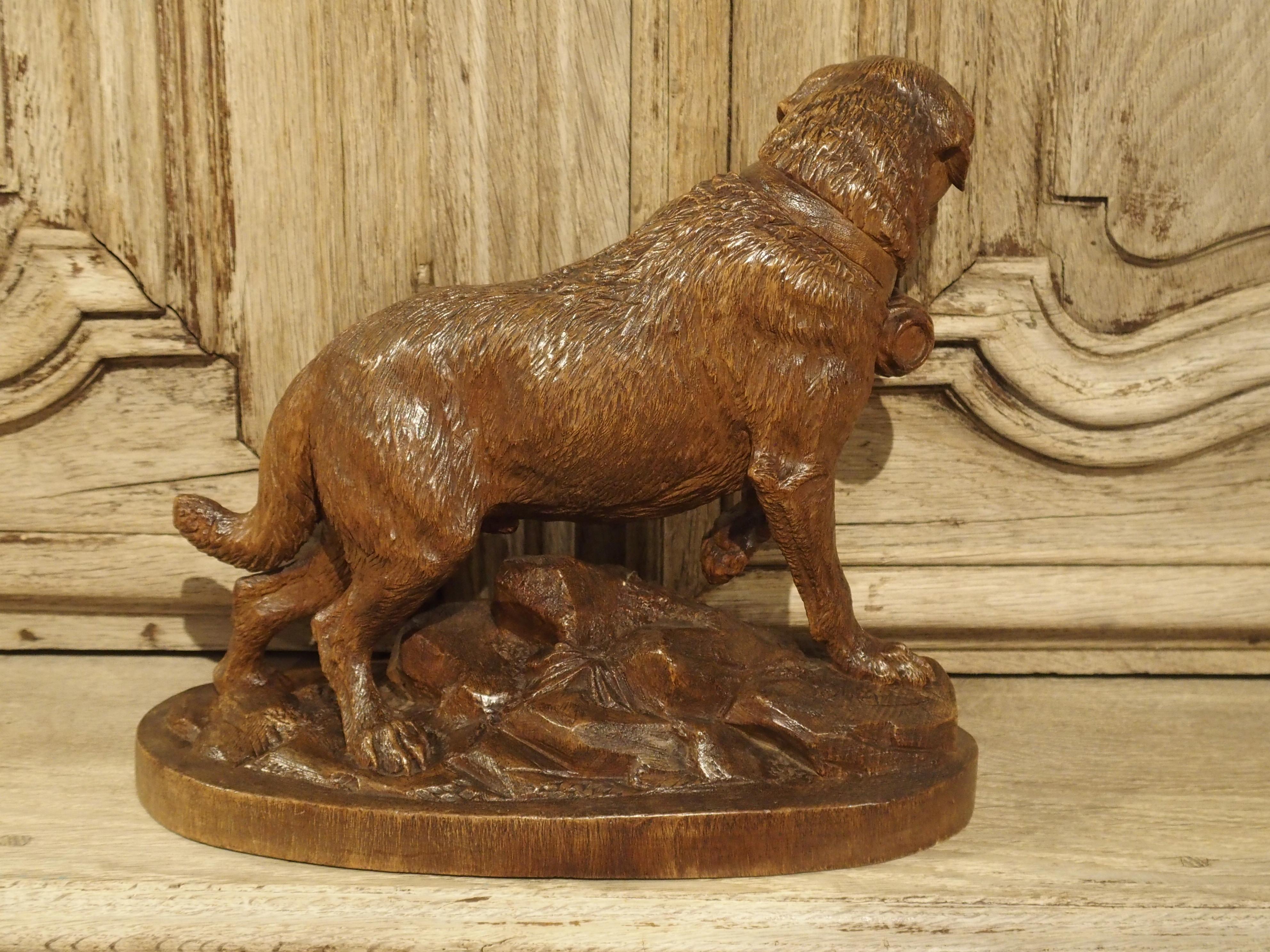 19th Century Swiss Black Forest St. Bernard Dog Sculpture 4