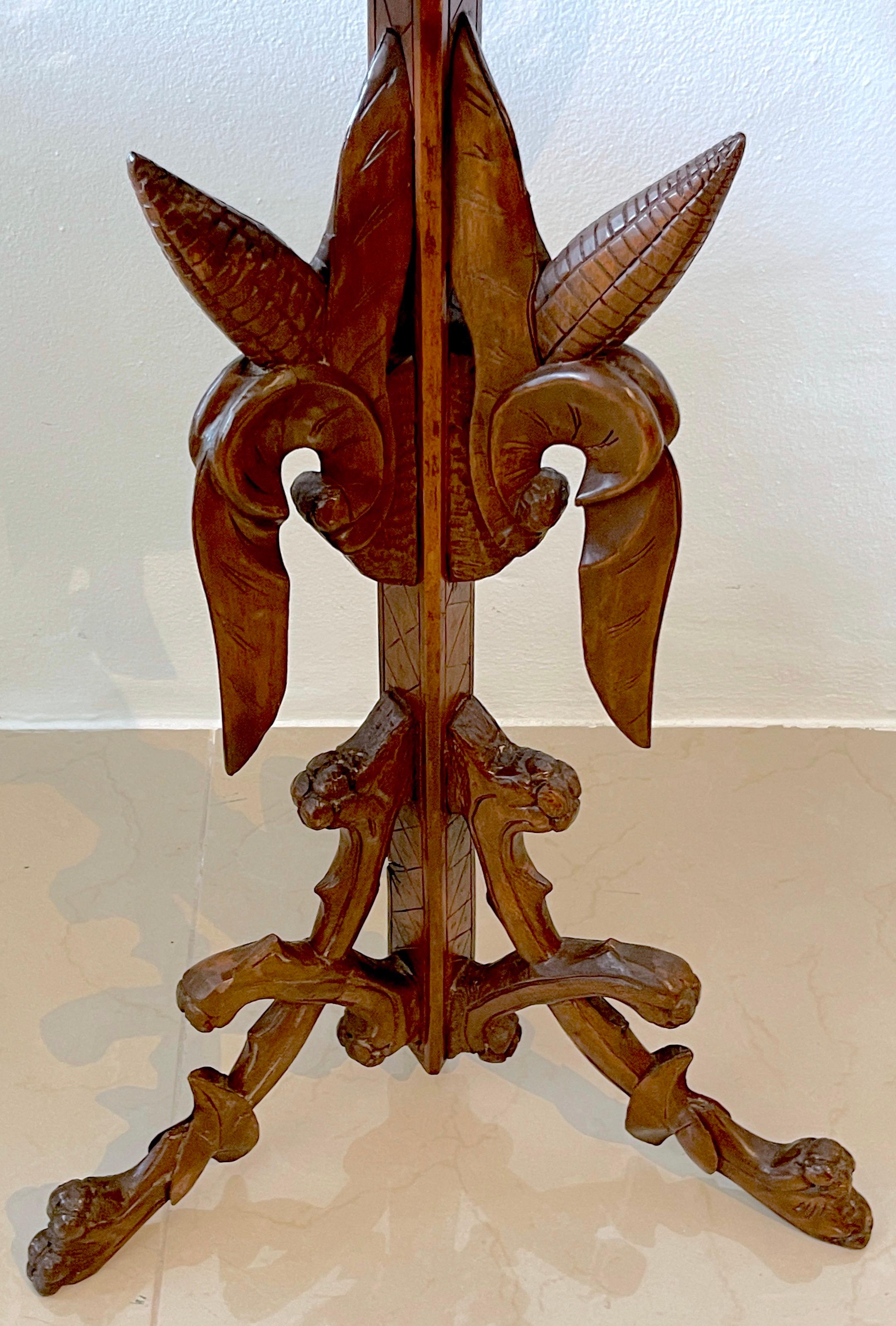 19th Century Swiss Black Forrest Carved Walnut Smoking Stand- Complete For Sale 2