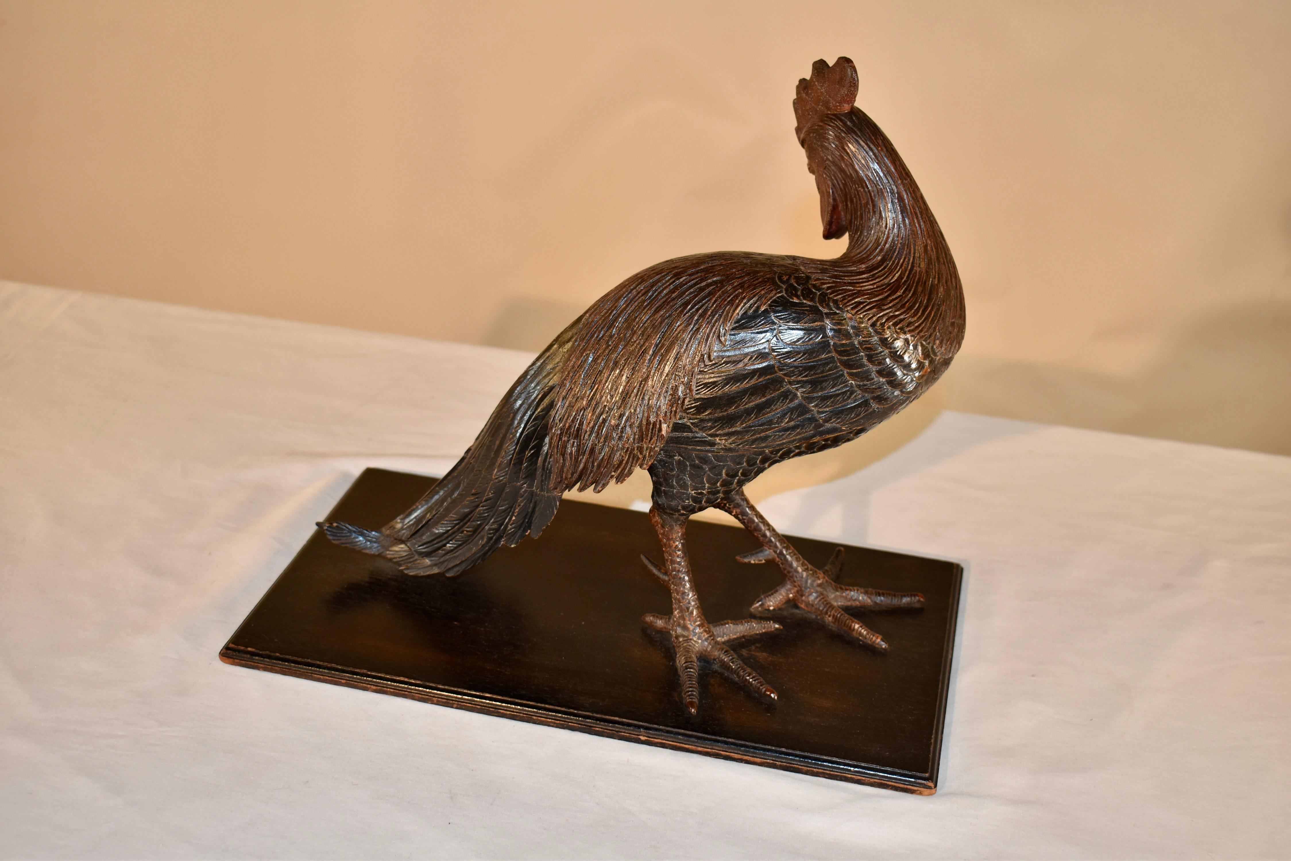 19th Century Swiss Carving of a Rooster For Sale 5