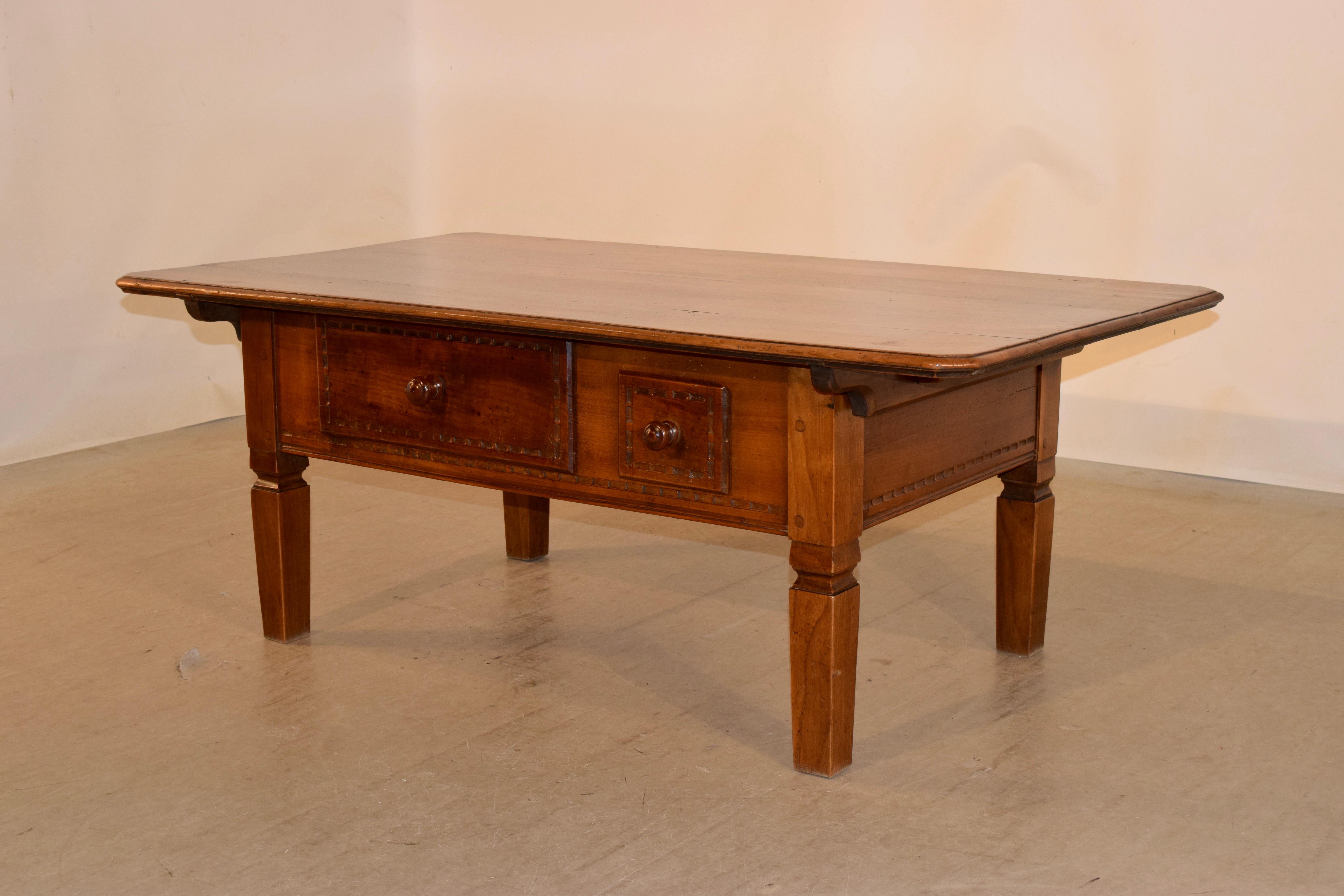 19th Century Swiss Coffee Table with Two Drawers For Sale 1