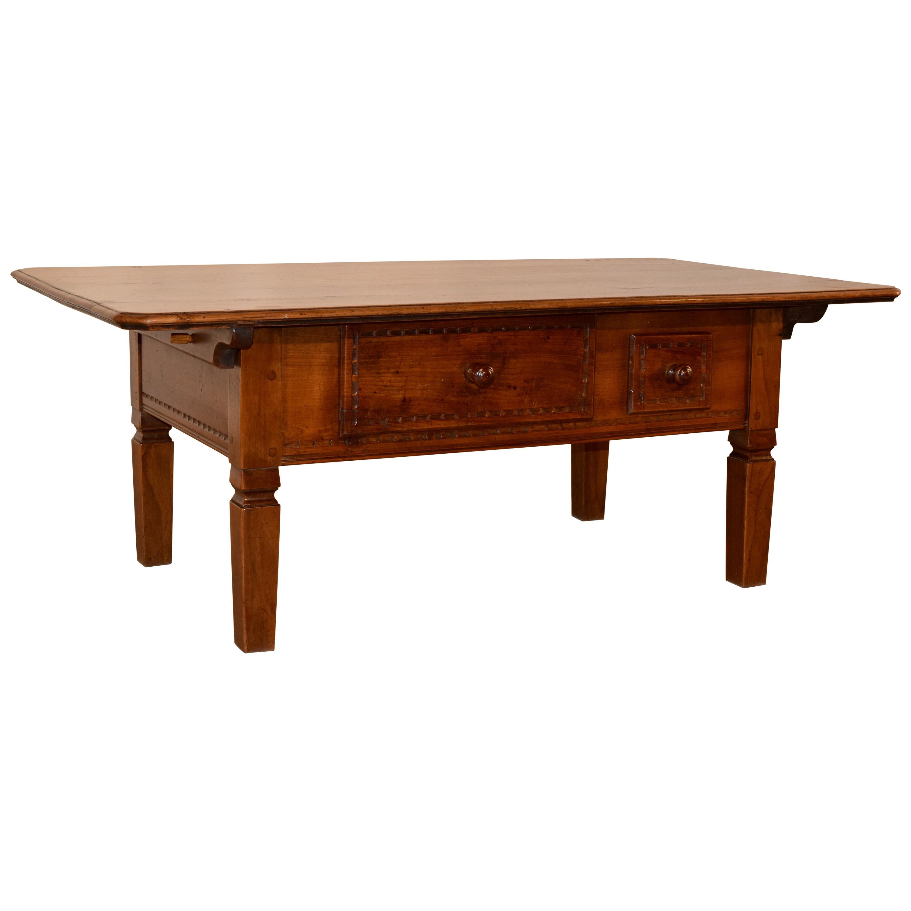19th Century Swiss Coffee Table with Two Drawers