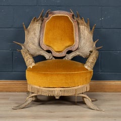 19th Century Swiss-German Black Forest Antler Horn Throne Chair