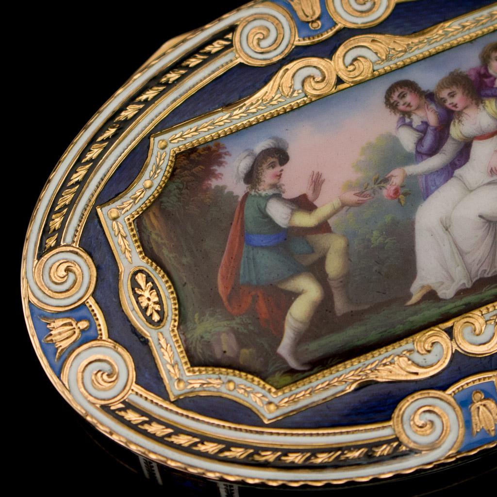 19th Century Swiss Gold and Hand Painted Enamel Snuff Box, circa 1800 2
