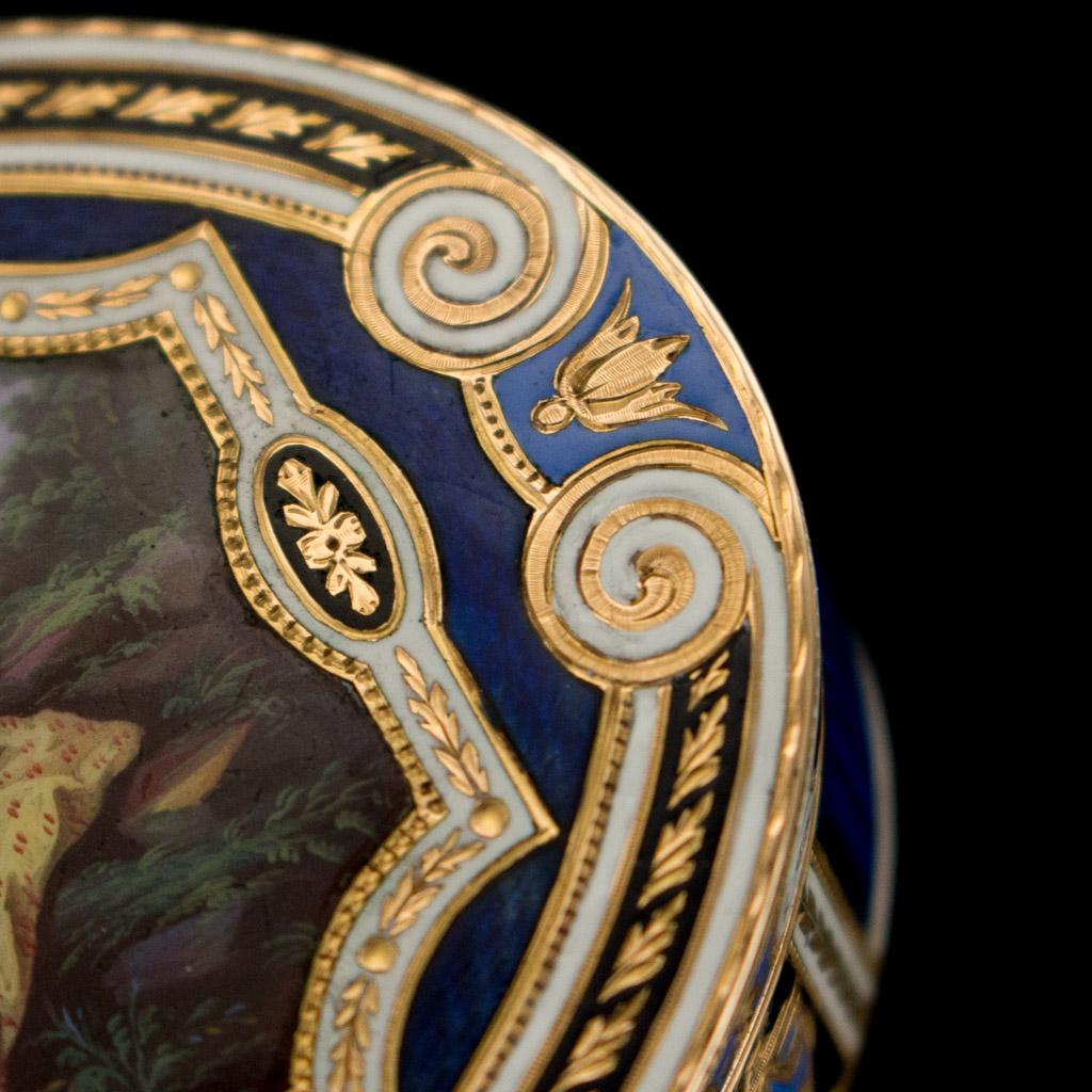 19th Century Swiss Gold and Hand Painted Enamel Snuff Box, circa 1800 5