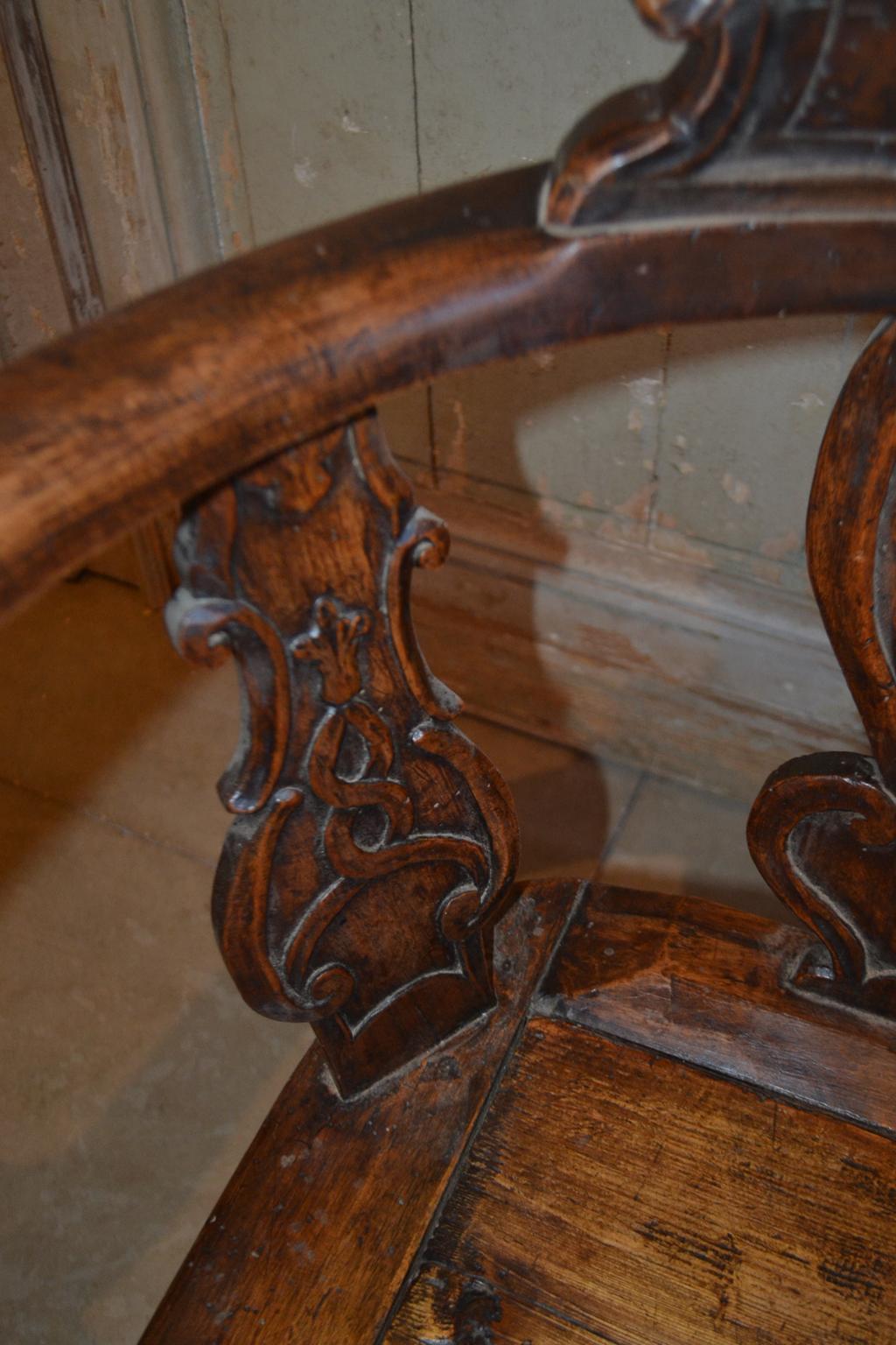 Hand-Carved 19th Century Swiss Hand Carved Wood Swivel Desk Chair For Sale