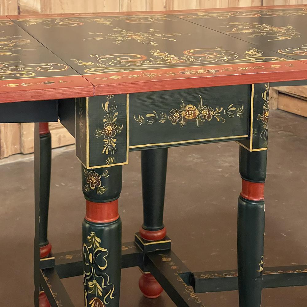 19th Century Swiss Hand-Painted Drop Leaf Table For Sale 5