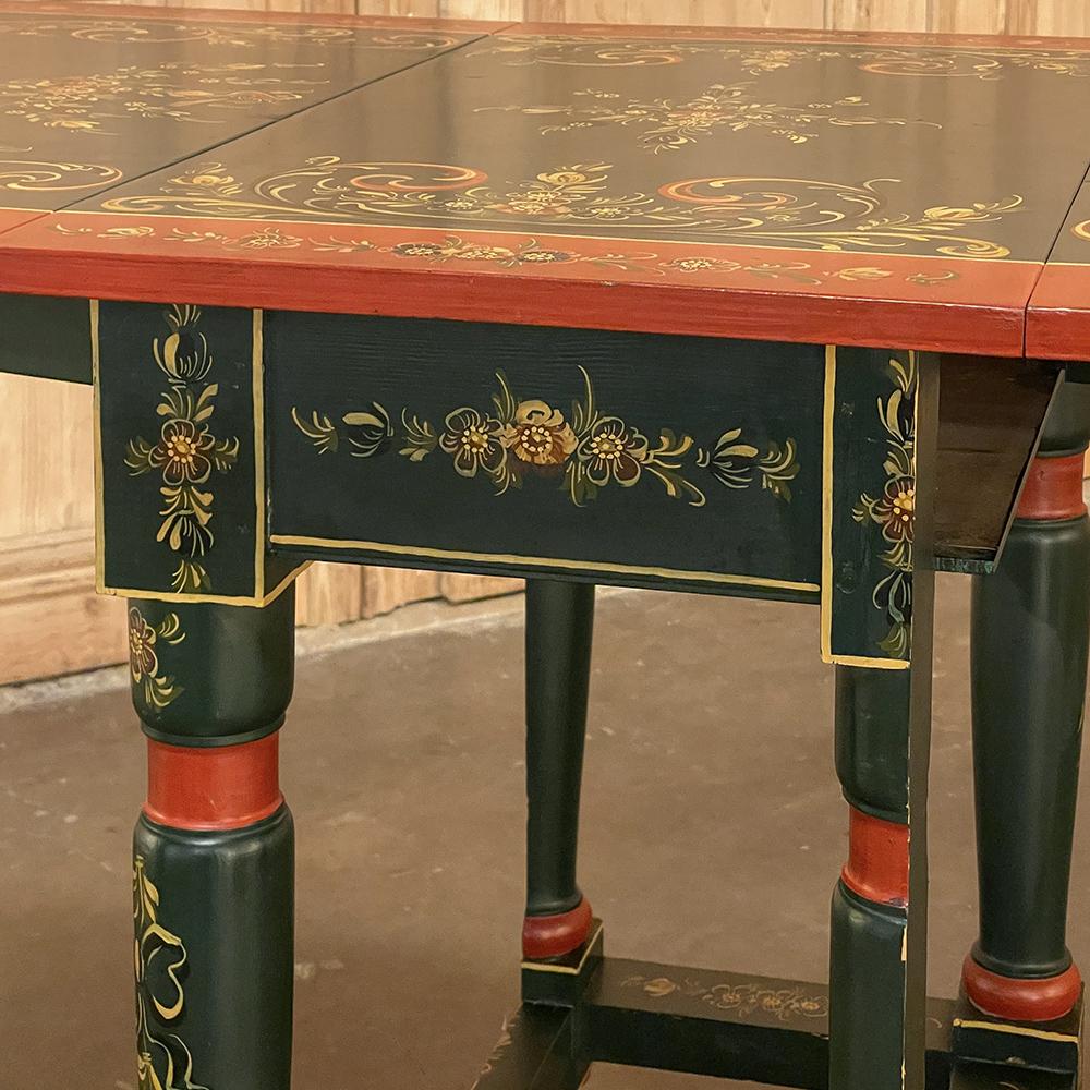 19th Century Swiss Hand-Painted Drop Leaf Table For Sale 6