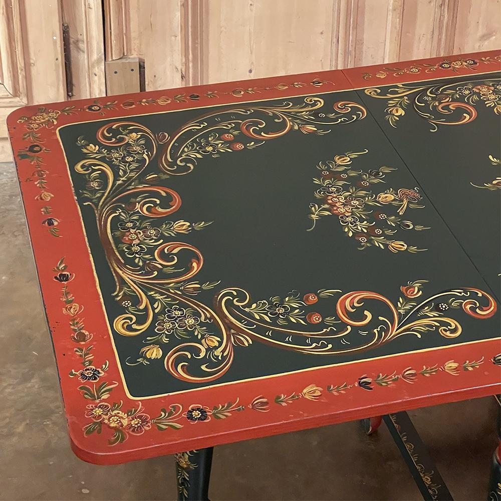19th Century Swiss Hand-Painted Drop Leaf Table For Sale 8