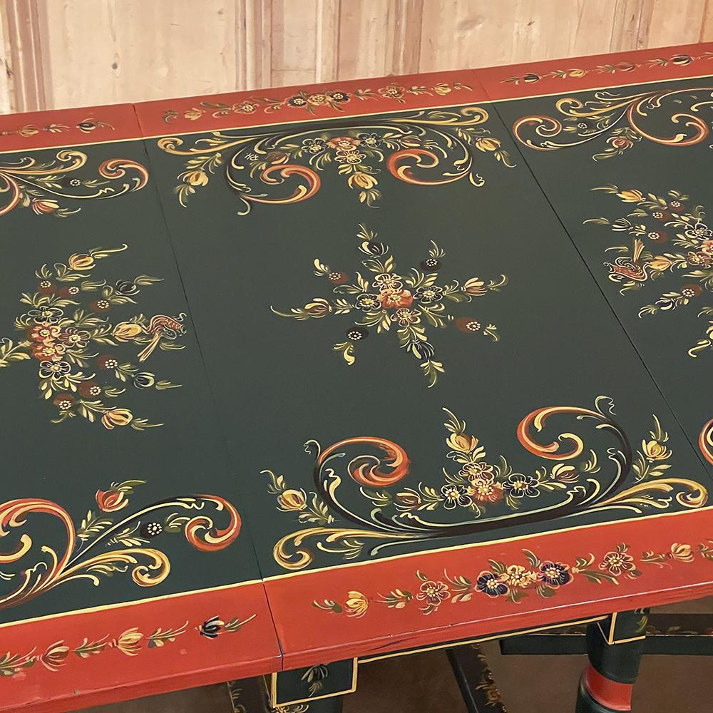19th Century Swiss Hand-Painted Drop Leaf Table For Sale 9