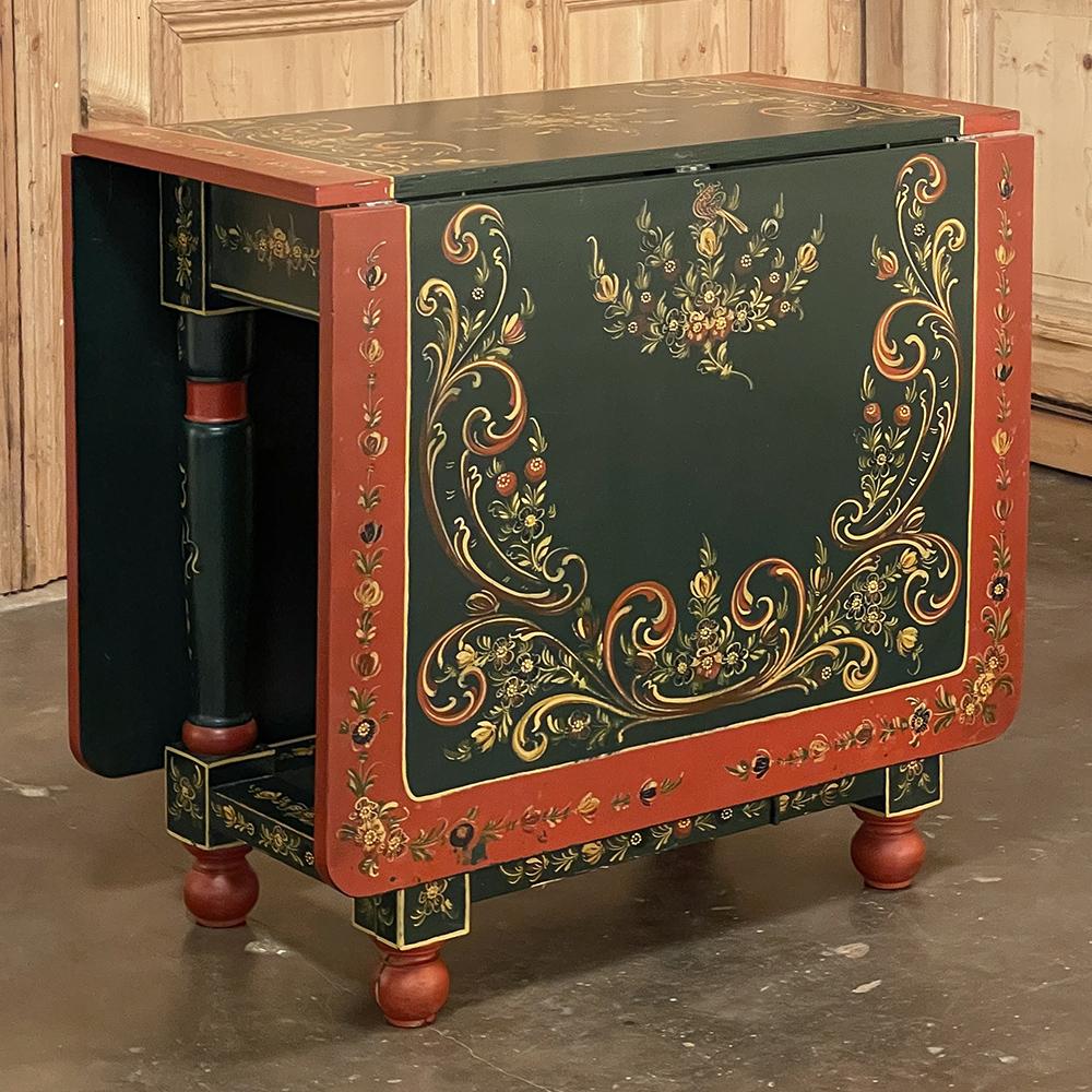 19th Century Swiss Hand-Painted Drop Leaf Table For Sale 12