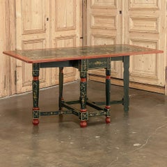 19th Century Swiss Hand-Painted Drop Leaf Table