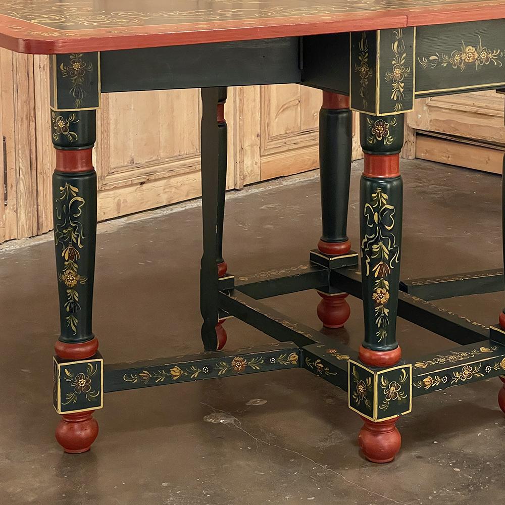 19th Century Swiss Hand-Painted Drop Leaf Table For Sale 3