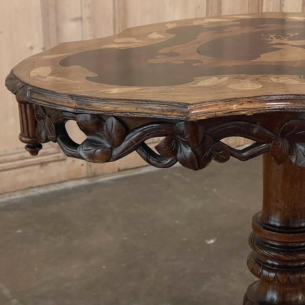 19th Century Swiss Inlaid Tilt-Top Center Table For Sale 7