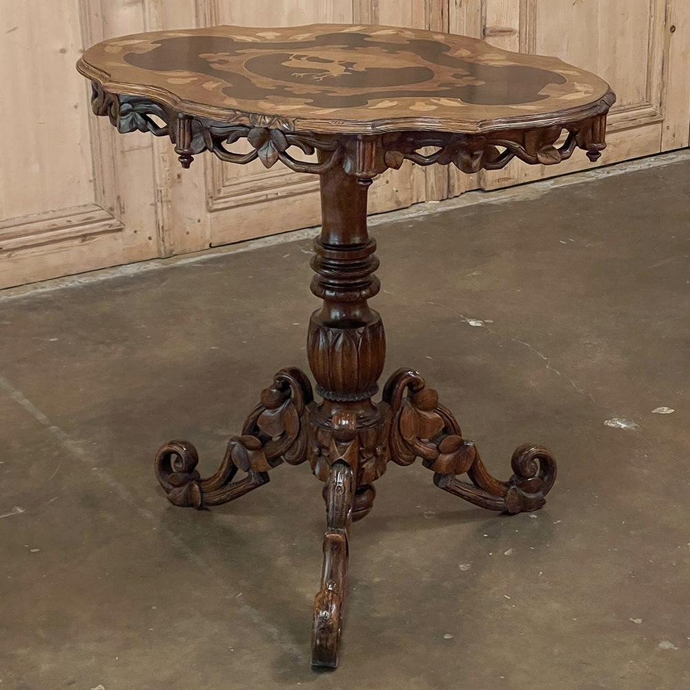 19th Century Swiss Inlaid Tilt-Top Center Table For Sale 12