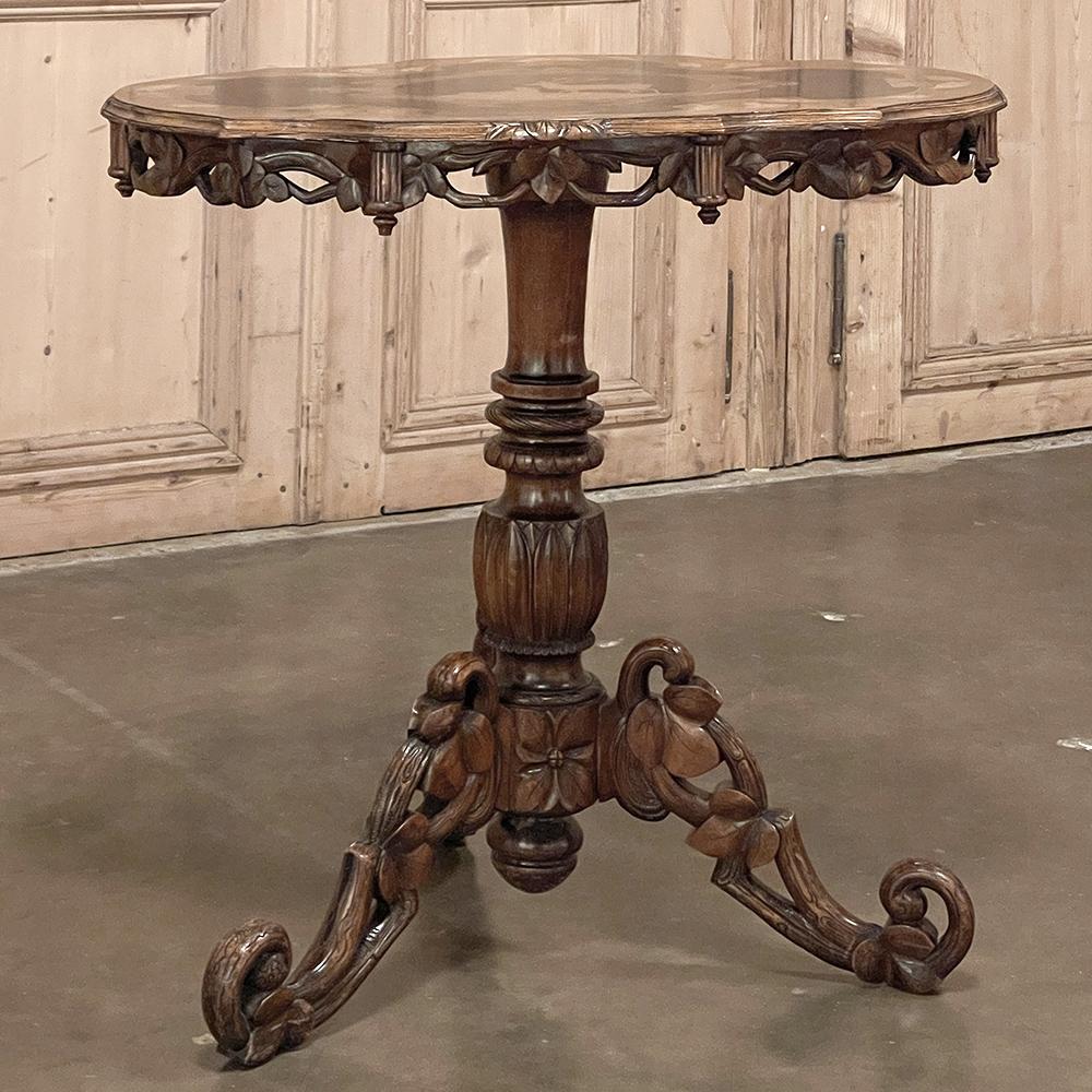 Black Forest 19th Century Swiss Inlaid Tilt-Top Center Table For Sale