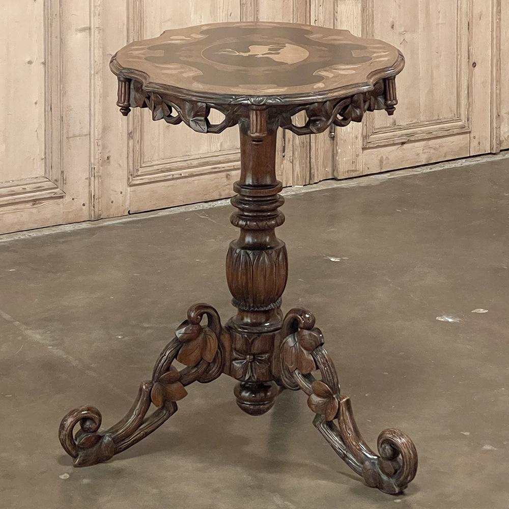 19th Century Swiss Inlaid Tilt-Top Center Table In Good Condition For Sale In Dallas, TX