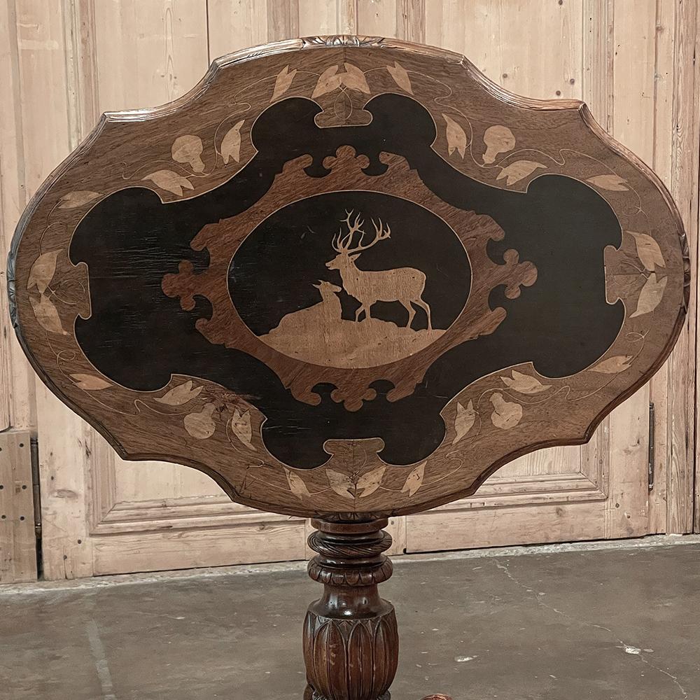 Late 19th Century 19th Century Swiss Inlaid Tilt-Top Center Table For Sale