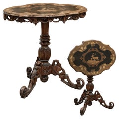 Antique 19th Century Swiss Inlaid Tilt-Top Center Table