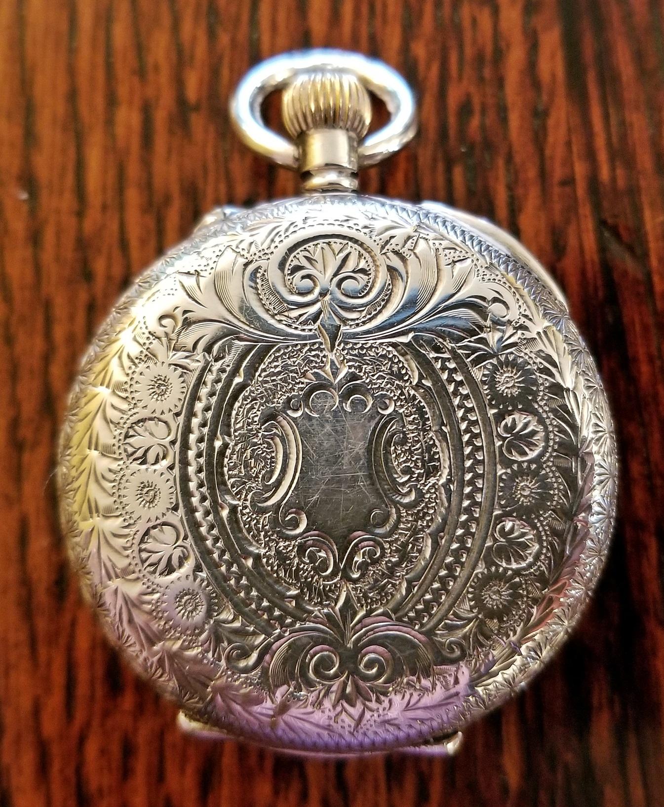 Late Victorian 19th Century Swiss Ladies L Excelsior Silver Pocket Watch For Sale