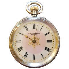 19th Century Swiss Ladies L Excelsior Silver Pocket Watch