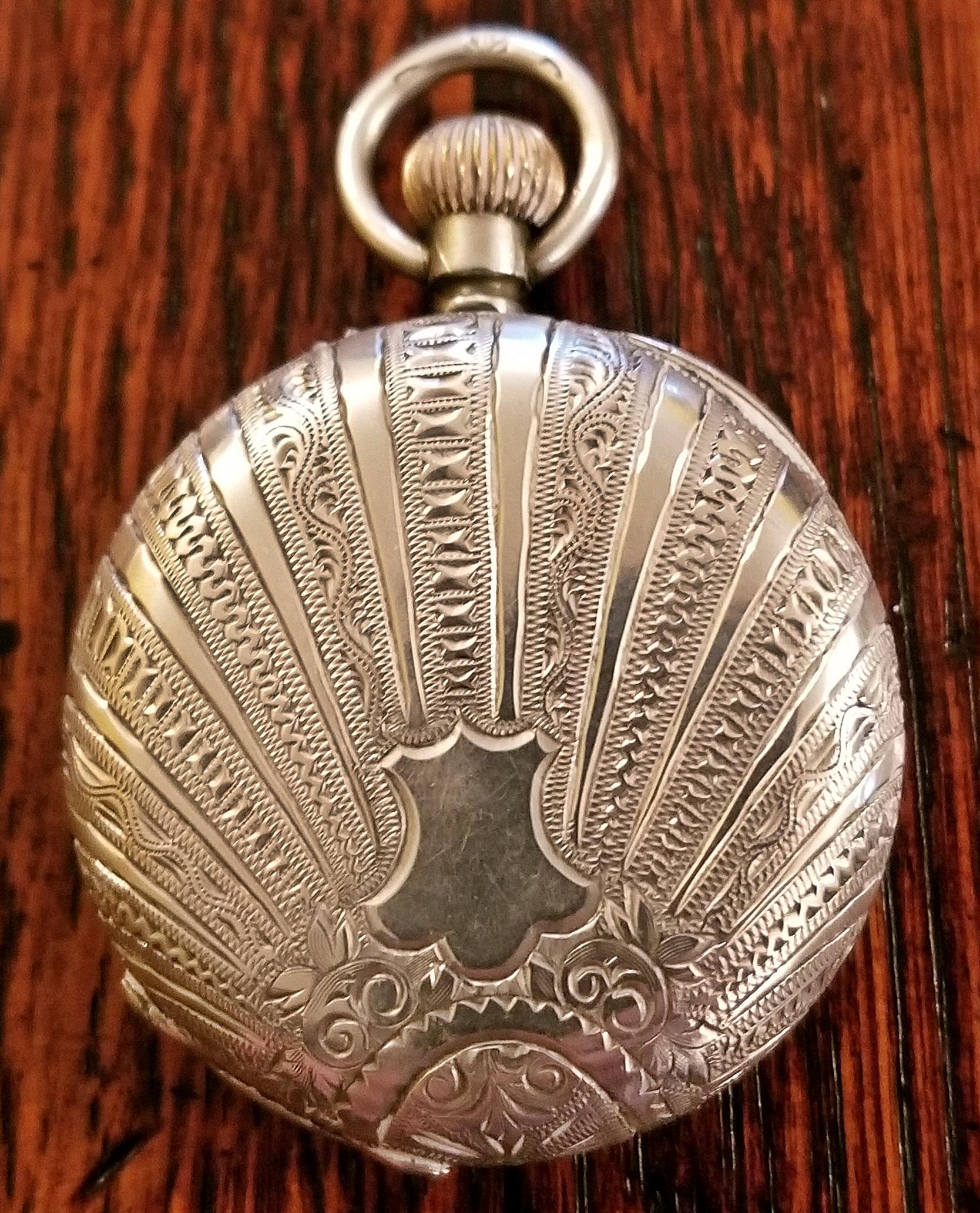 Late Victorian 19th Century Swiss Ladies Silver Pocket Watch, Half Hunter – ‘EZ’ Makers Mark