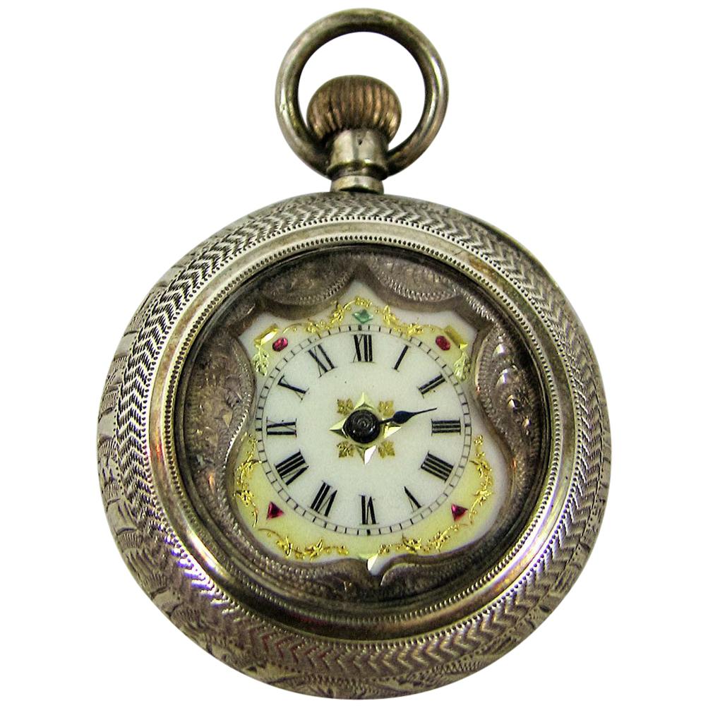 19th Century Swiss Ladies Silver Pocket Watch, Half Hunter – ‘EZ’ Makers Mark