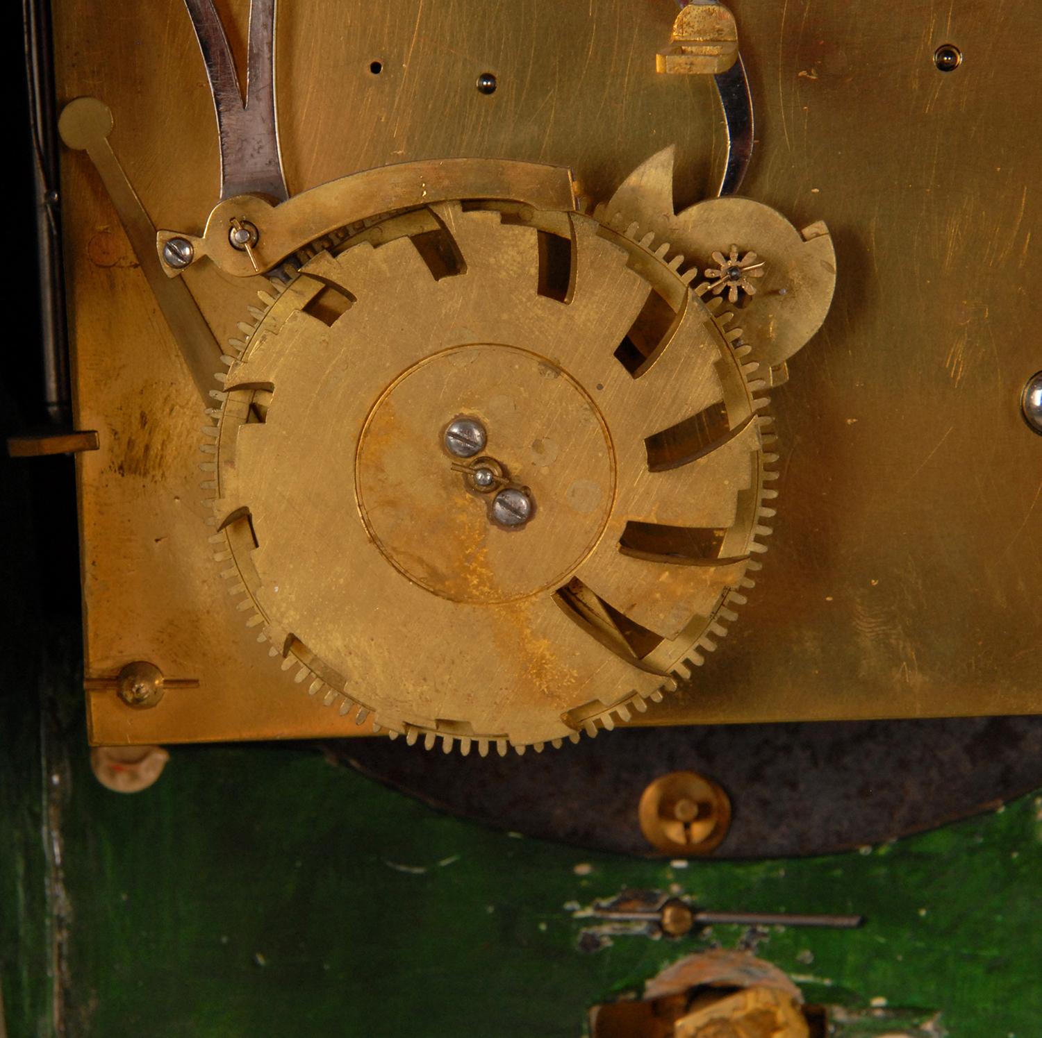 Gold Leaf 19th Century Swiss Neuchatel Bracket Clock with Matching Bracket