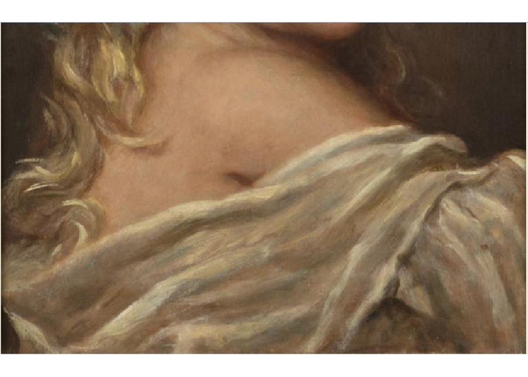 19th Century Swiss Oil on Board Painting of Blonde Girl In Good Condition For Sale In Cypress, CA
