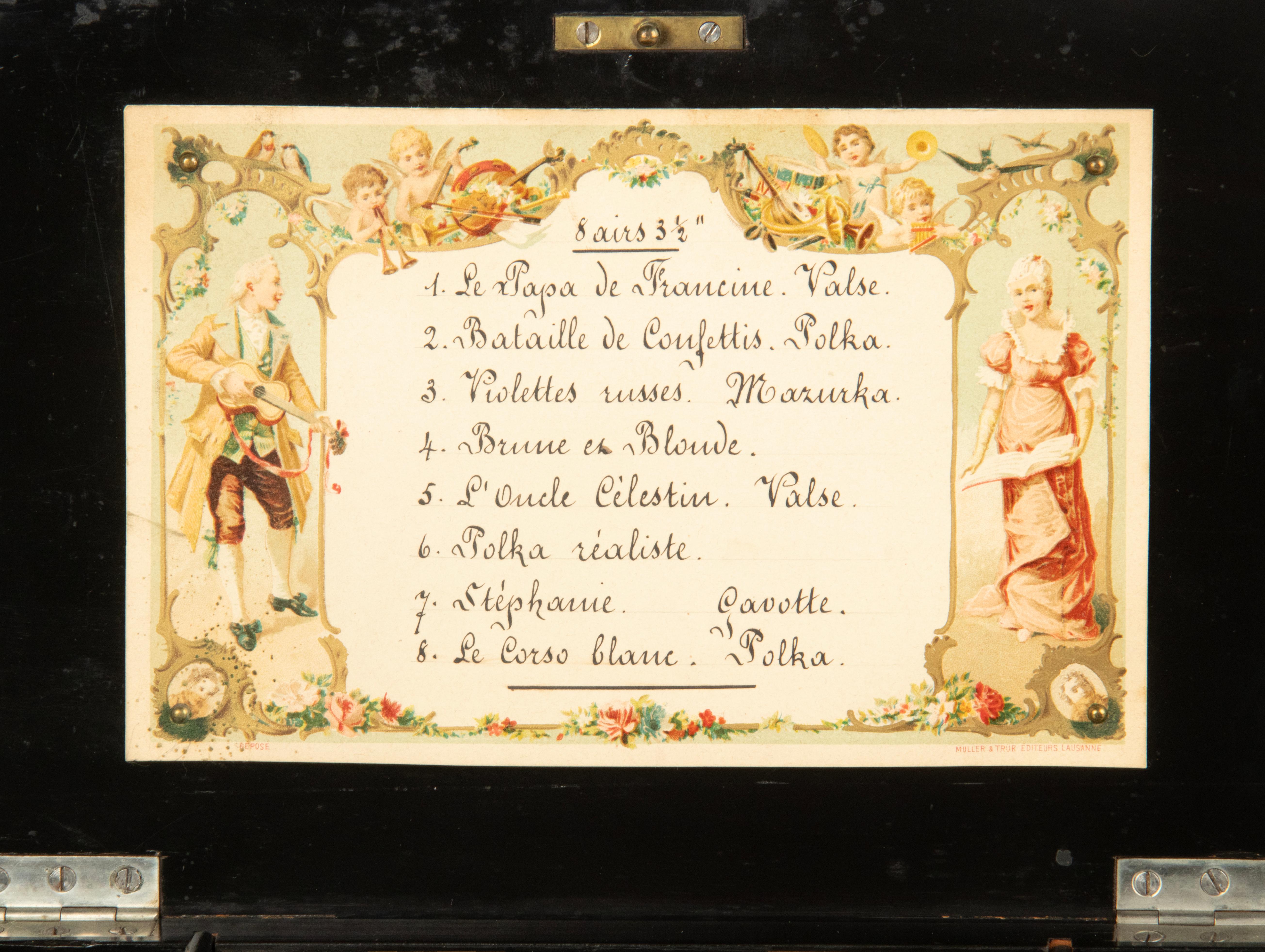 19th Century Swiss Polyphone Cylinder Music Box with 8 Tunes In Good Condition In Casteren, Noord-Brabant