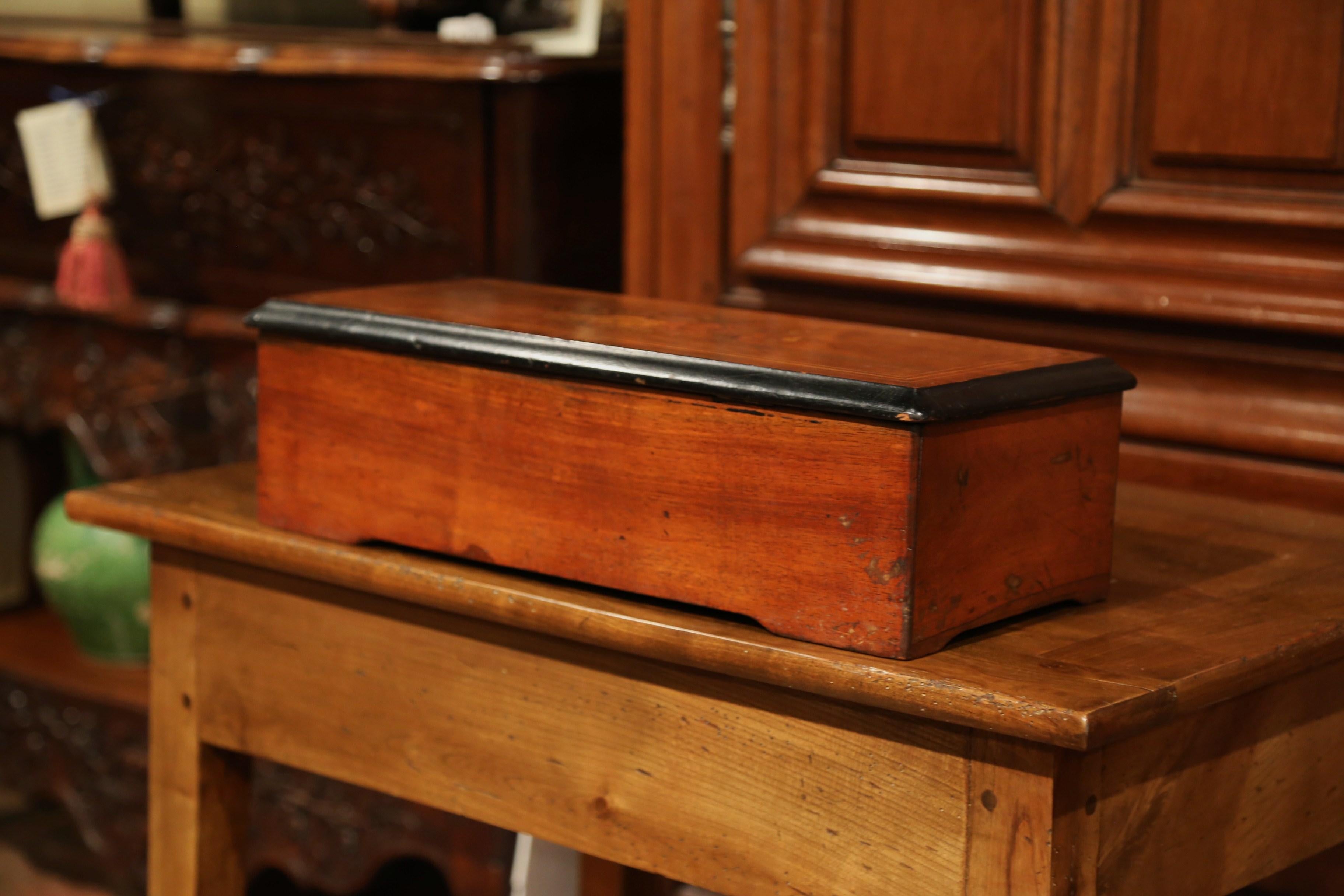 19th Century Swiss Wood Inlaid and Ebonized Cylinder Music Box with Ten Songs 7