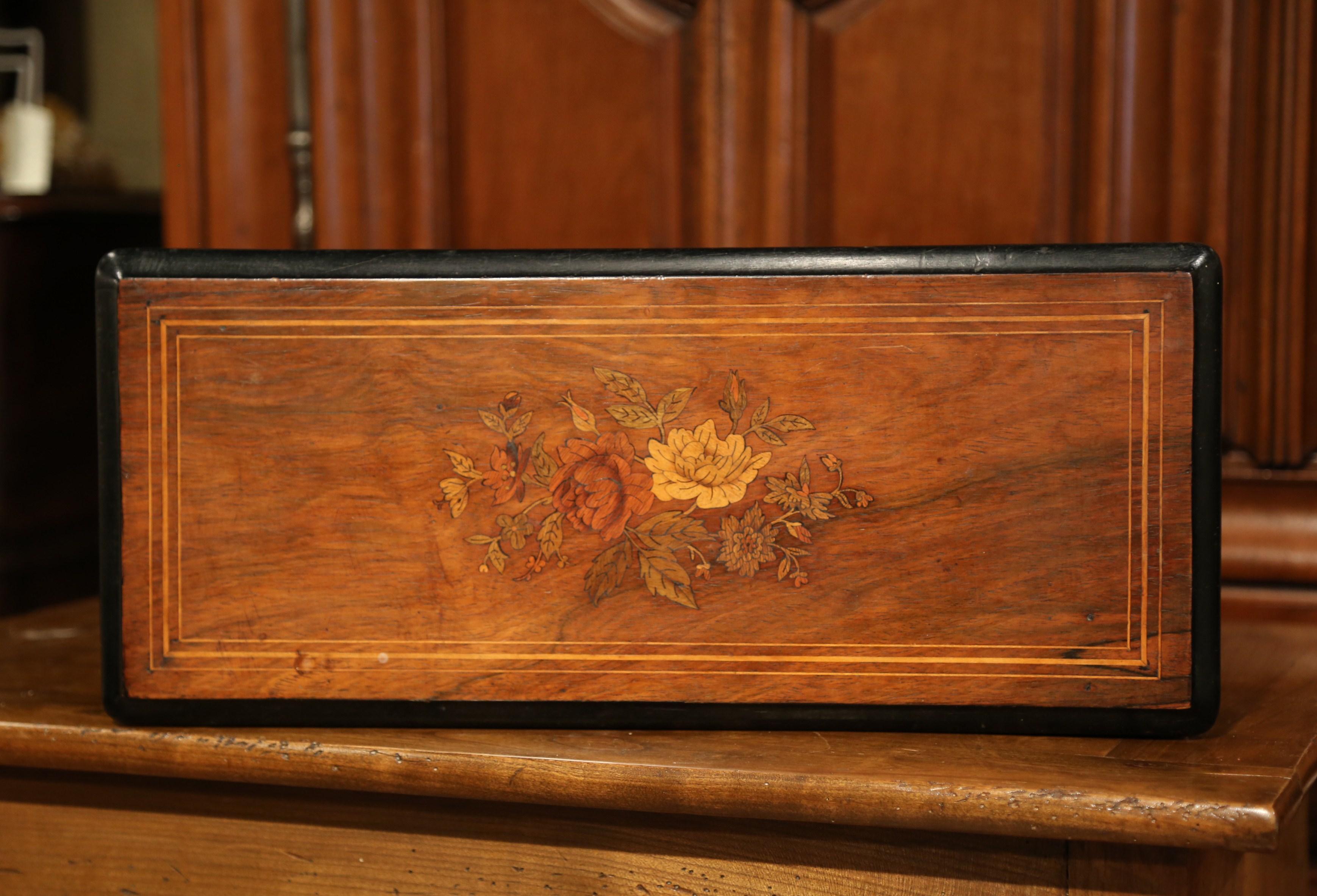 19th Century Swiss Wood Inlaid and Ebonized Cylinder Music Box with Ten Songs 2