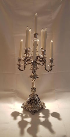 19th Century Sy & Wagner Nine Lights 800 Silver Candelabra