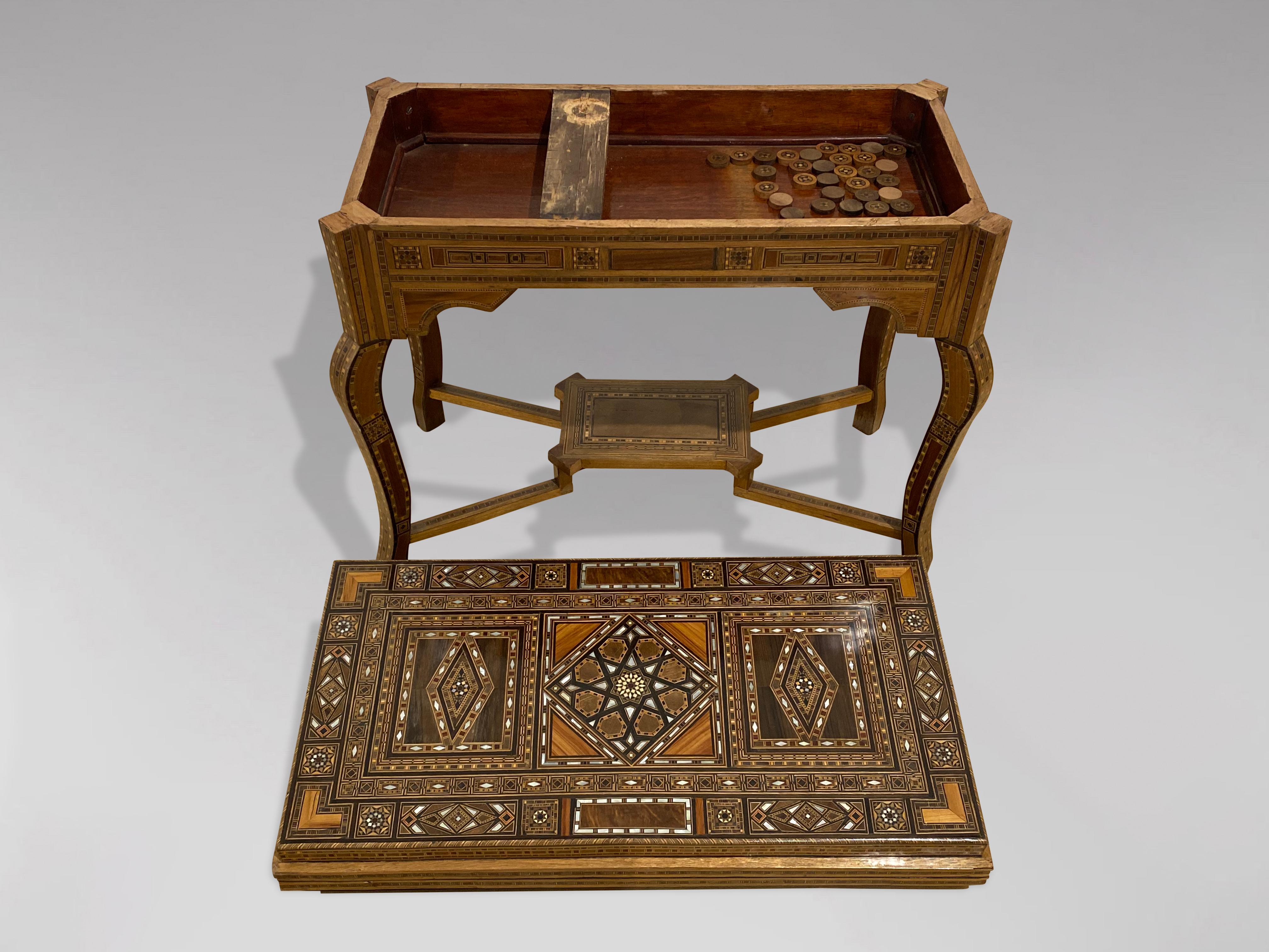 Hand-Crafted 19th Century Syrian Damascus Marquetry Games Table