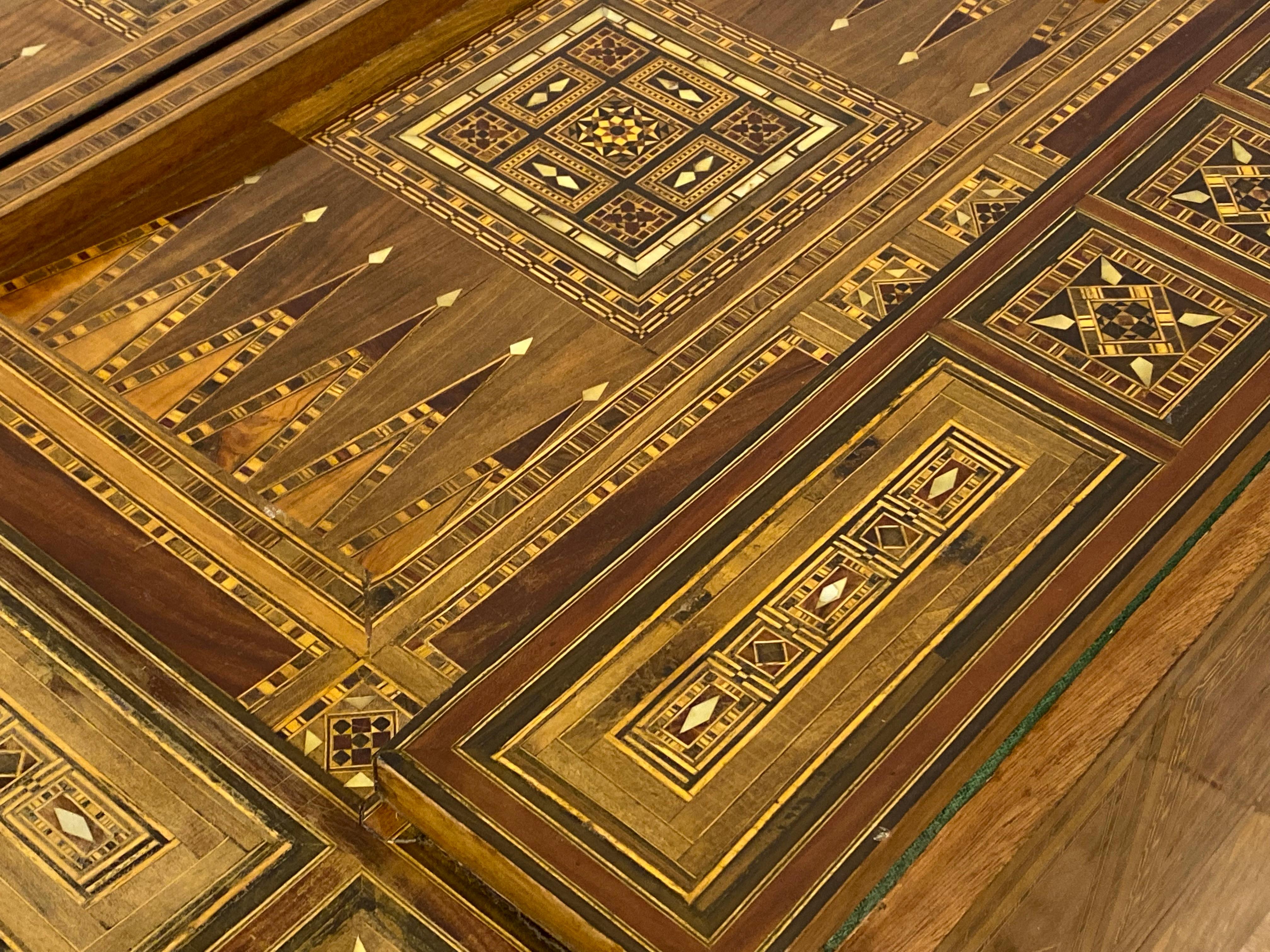 19th Century Syrian Damascus Marquetry Games Table In Good Condition In Petworth,West Sussex, GB