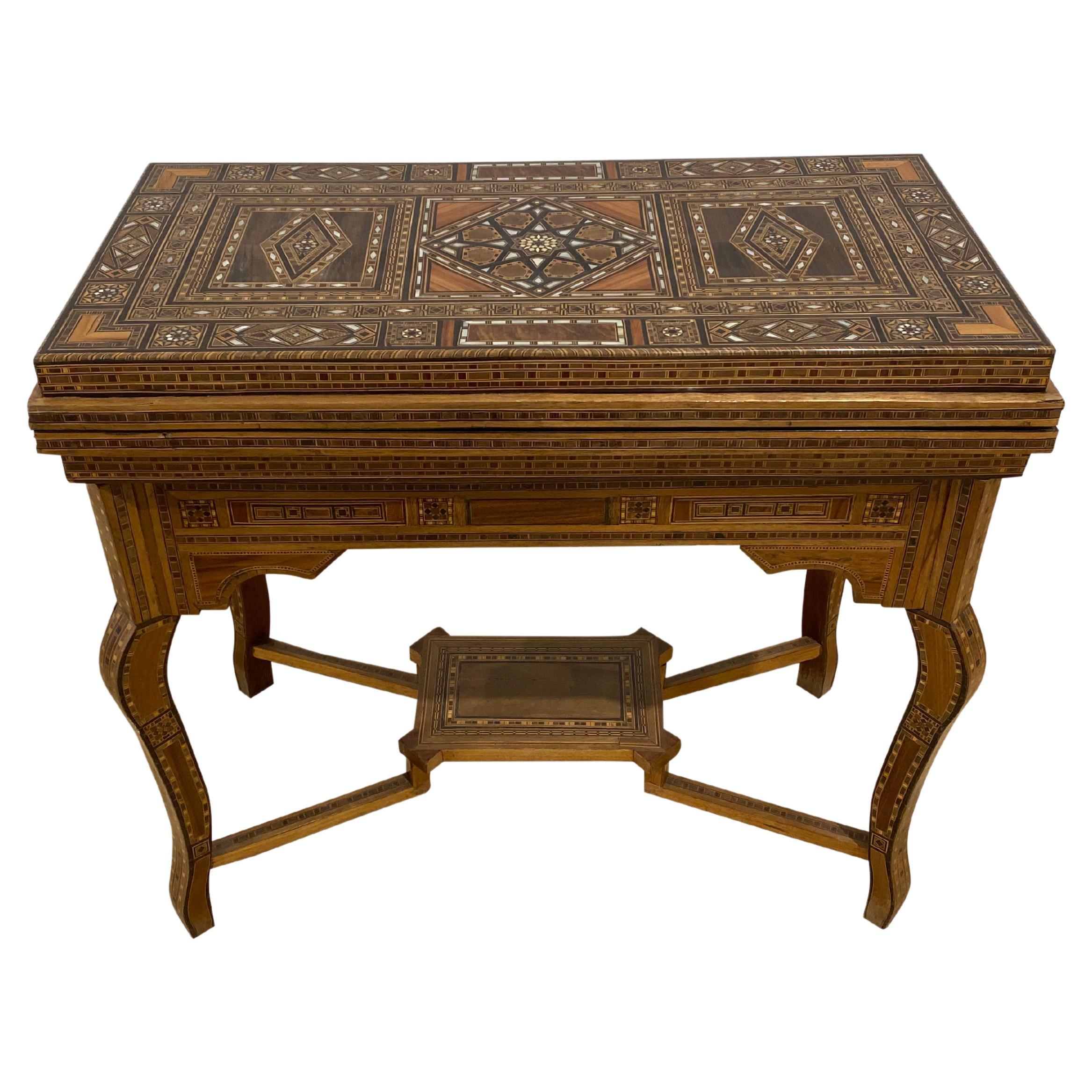 19th Century Syrian Damascus Marquetry Games Table
