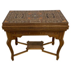 Antique 19th Century Syrian Damascus Marquetry Games Table