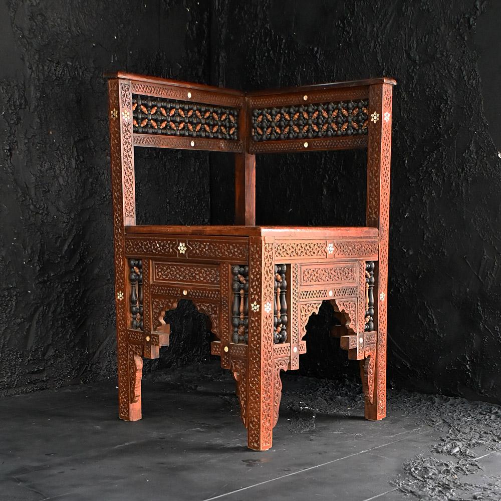 Hand-Carved 19th Century Syrian Moorish Corner Seat 