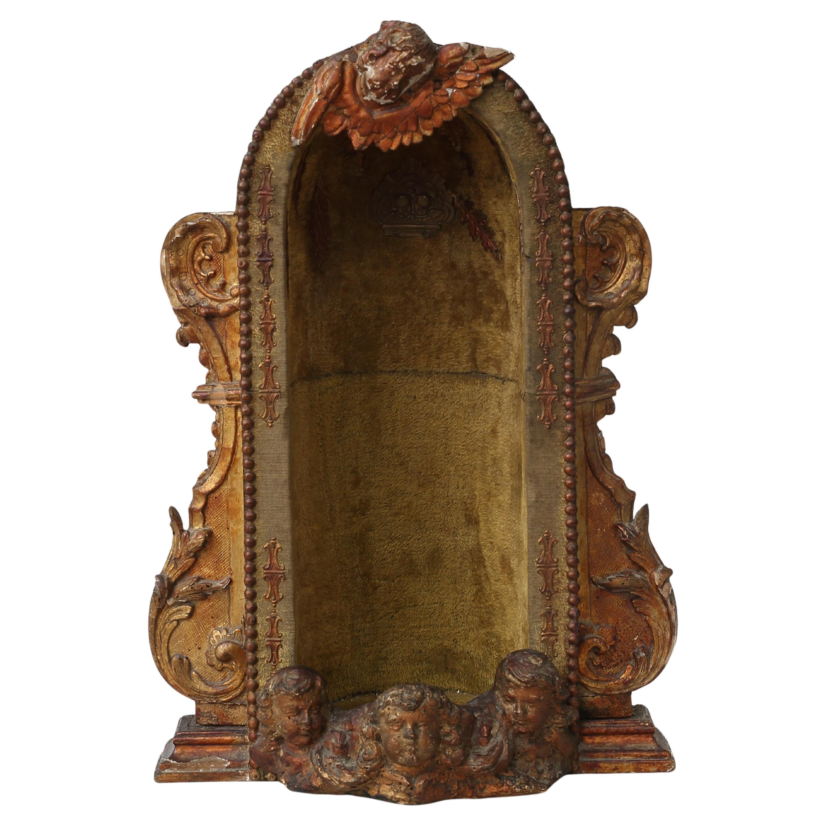 19th century tabernacle neo-baroque style in wood and velvet im Angebot