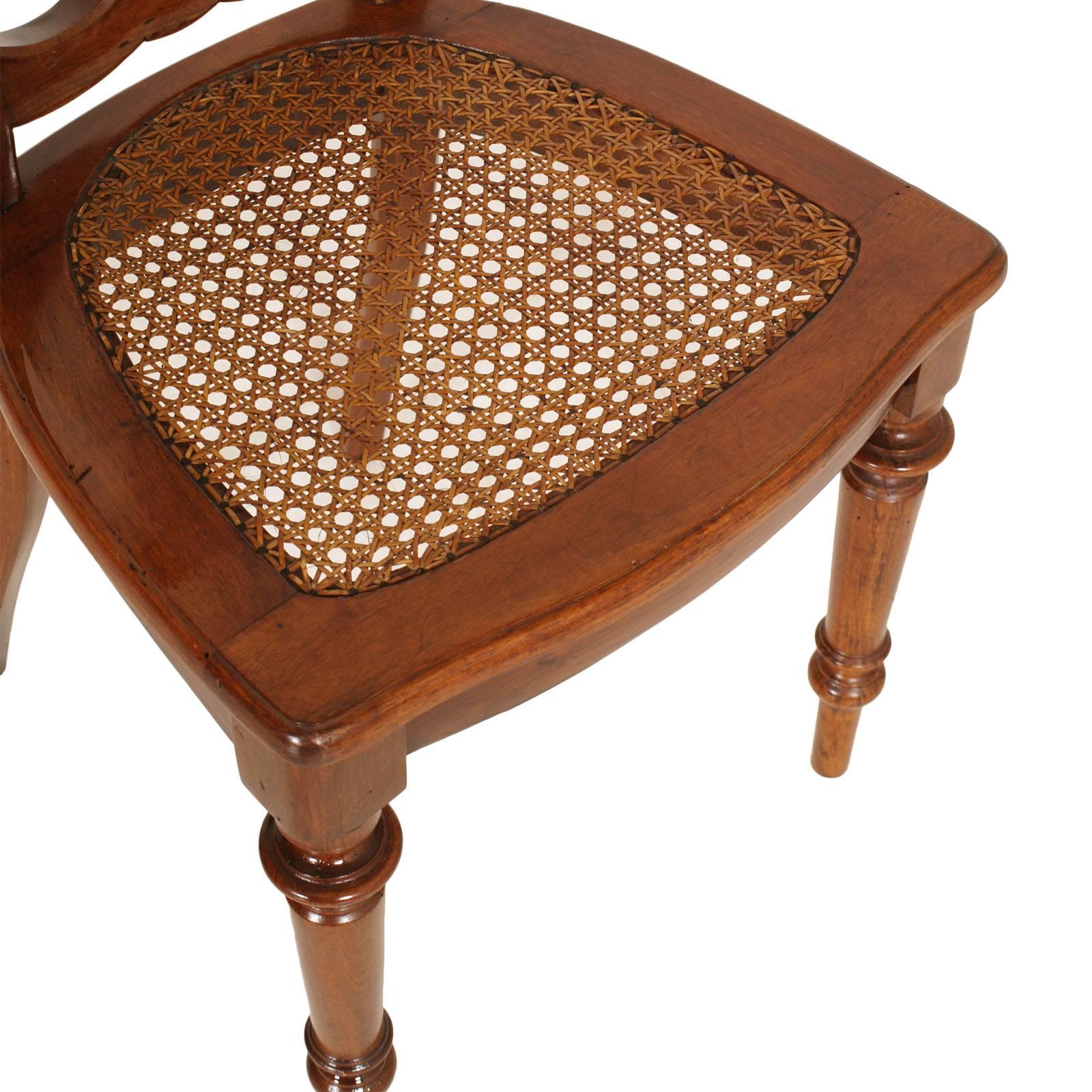 Straw 19th Century Table & Chairs Renaissance Baroque Style Solid Walnut Restored For Sale