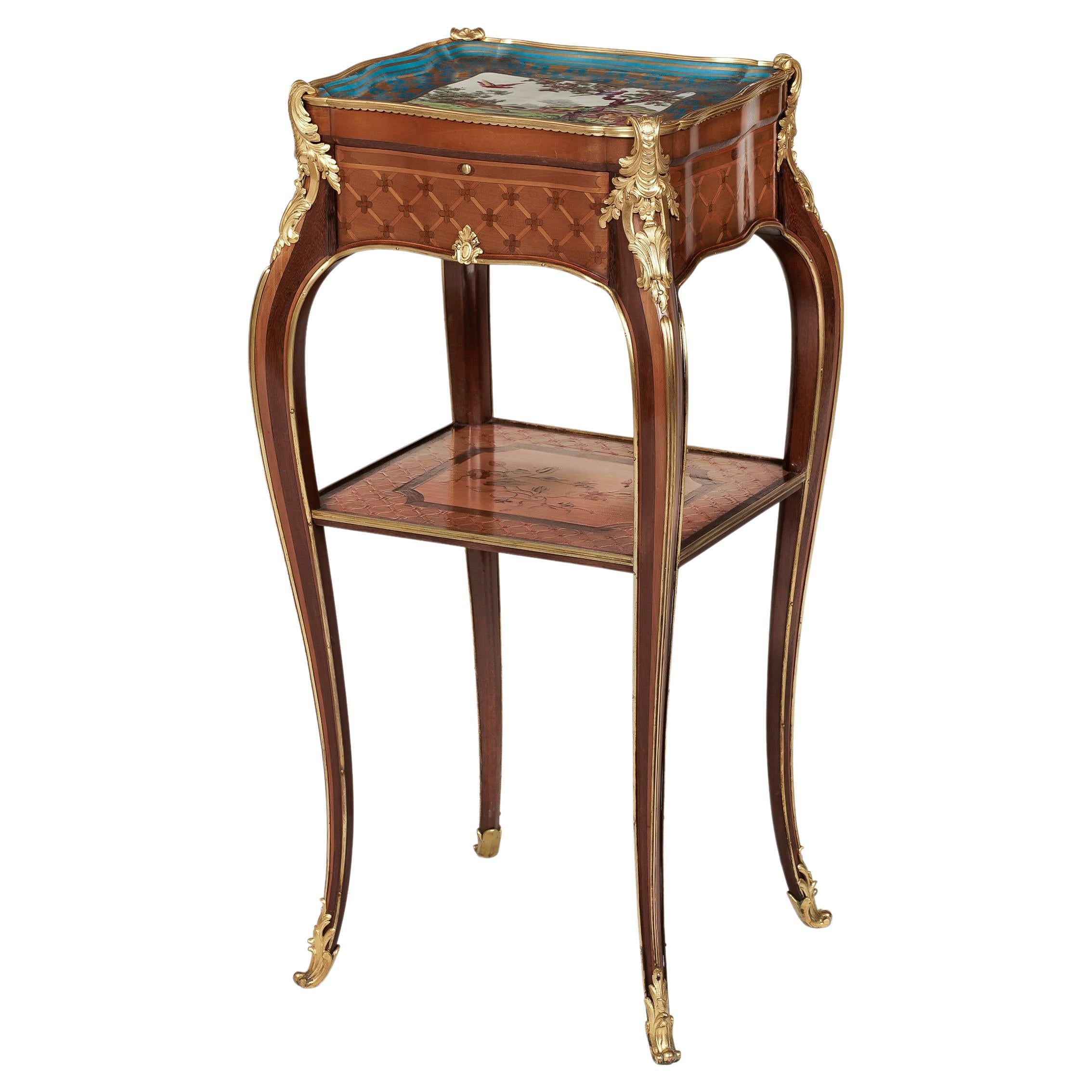 19th Century Table Ambulante with Blue 'Sèvres' Porcelain Top For Sale
