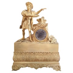 19th Century Table Clock in Finely Chiseled Gilt Bronze