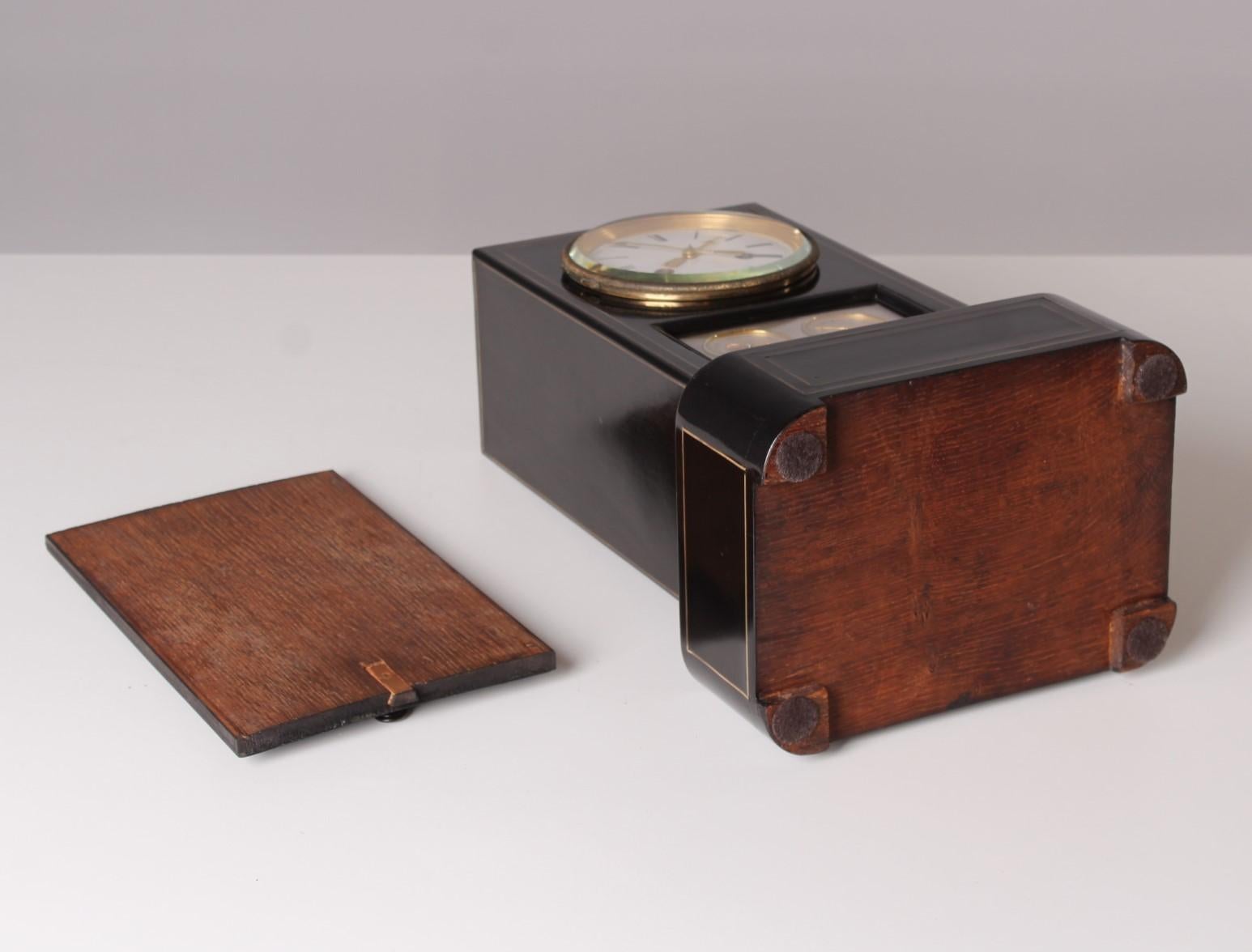 19. Jahrhundert Tischuhr mit Kalender, ebonisiertes Holz, Frankreich, um 1840-1860 im Angebot 7