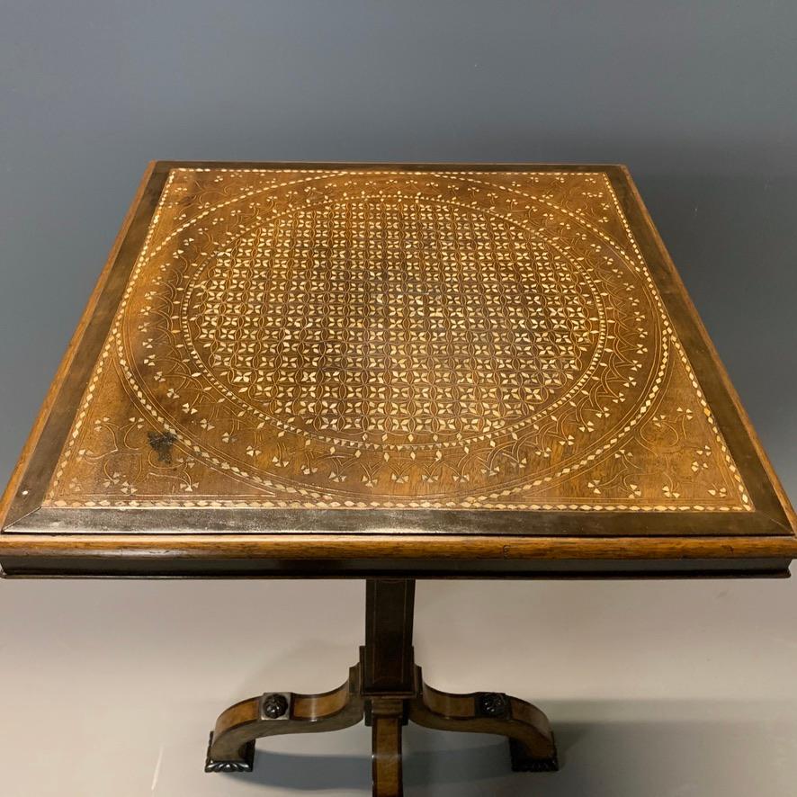 Victorian 19th Century Table in Ebony and Mother of Pearl Inlay in the Manner of Gillows For Sale