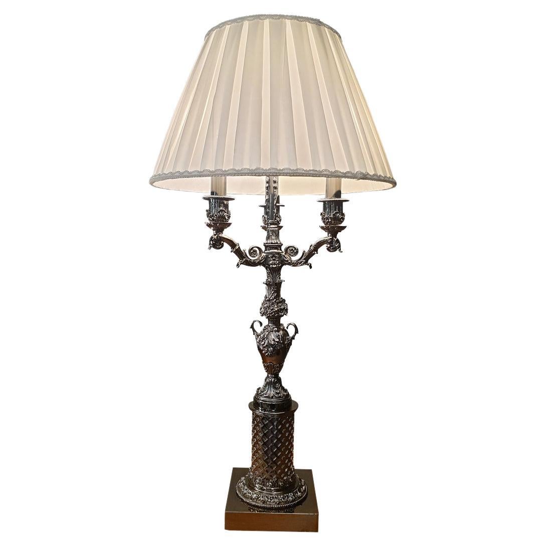 19th Century Table Lamp in Black Nickel Bronze For Sale