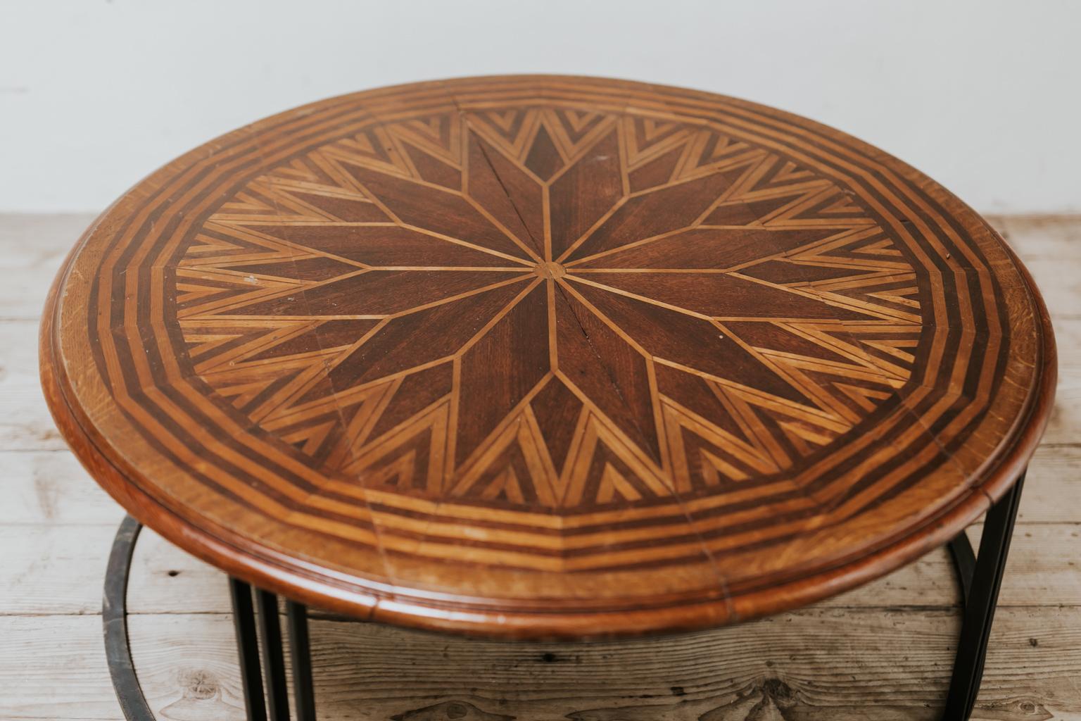 19th Century Table Top on Contemporary Iron Base 4