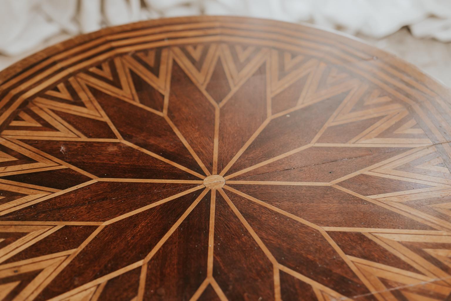 French 19th Century Table Top on Contemporary Iron Base