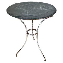 19th century Table with Iron Base and Slate Top (Two Available)