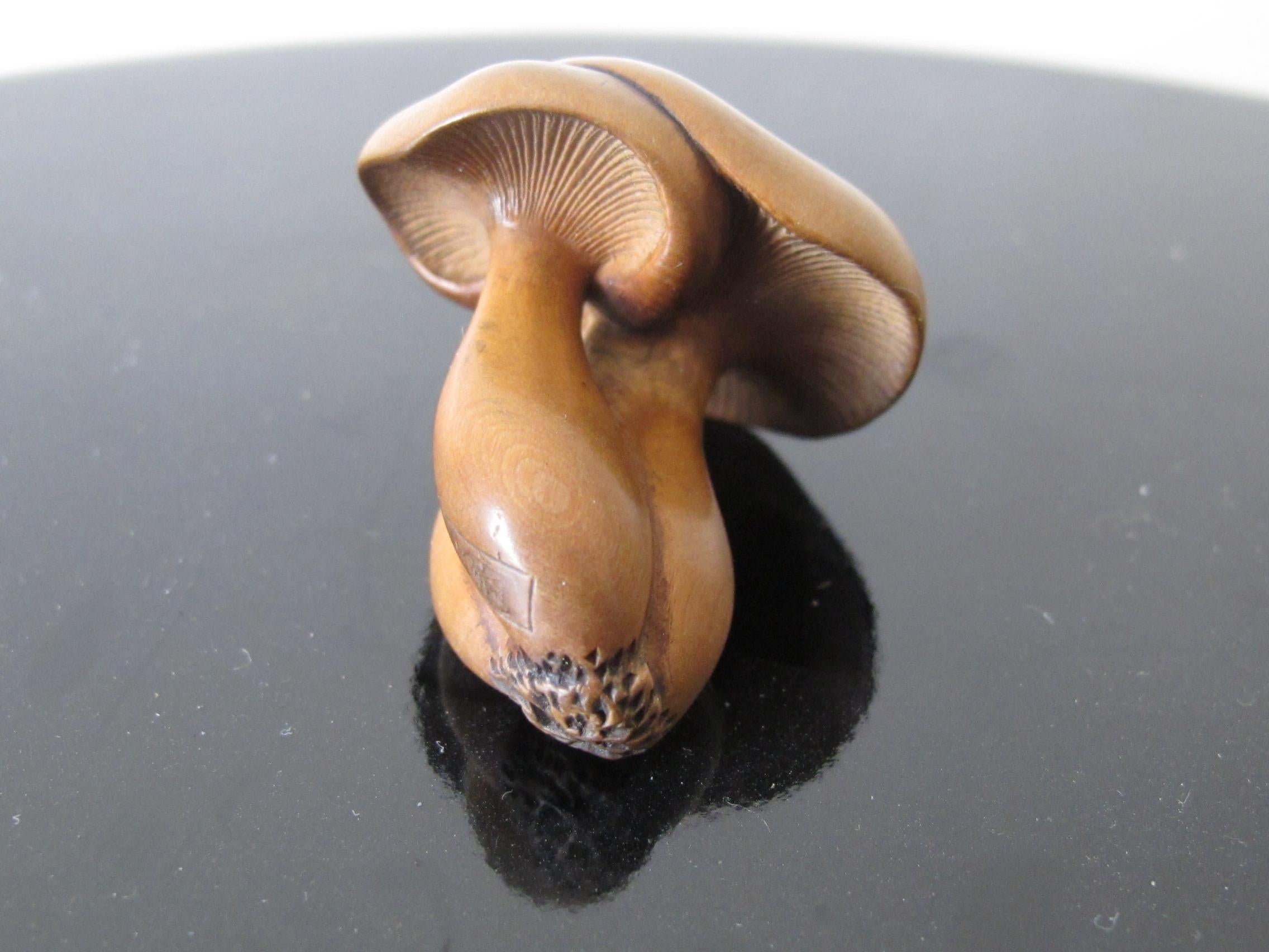 19th century Tadakuni netsuke in form of mushrooms.