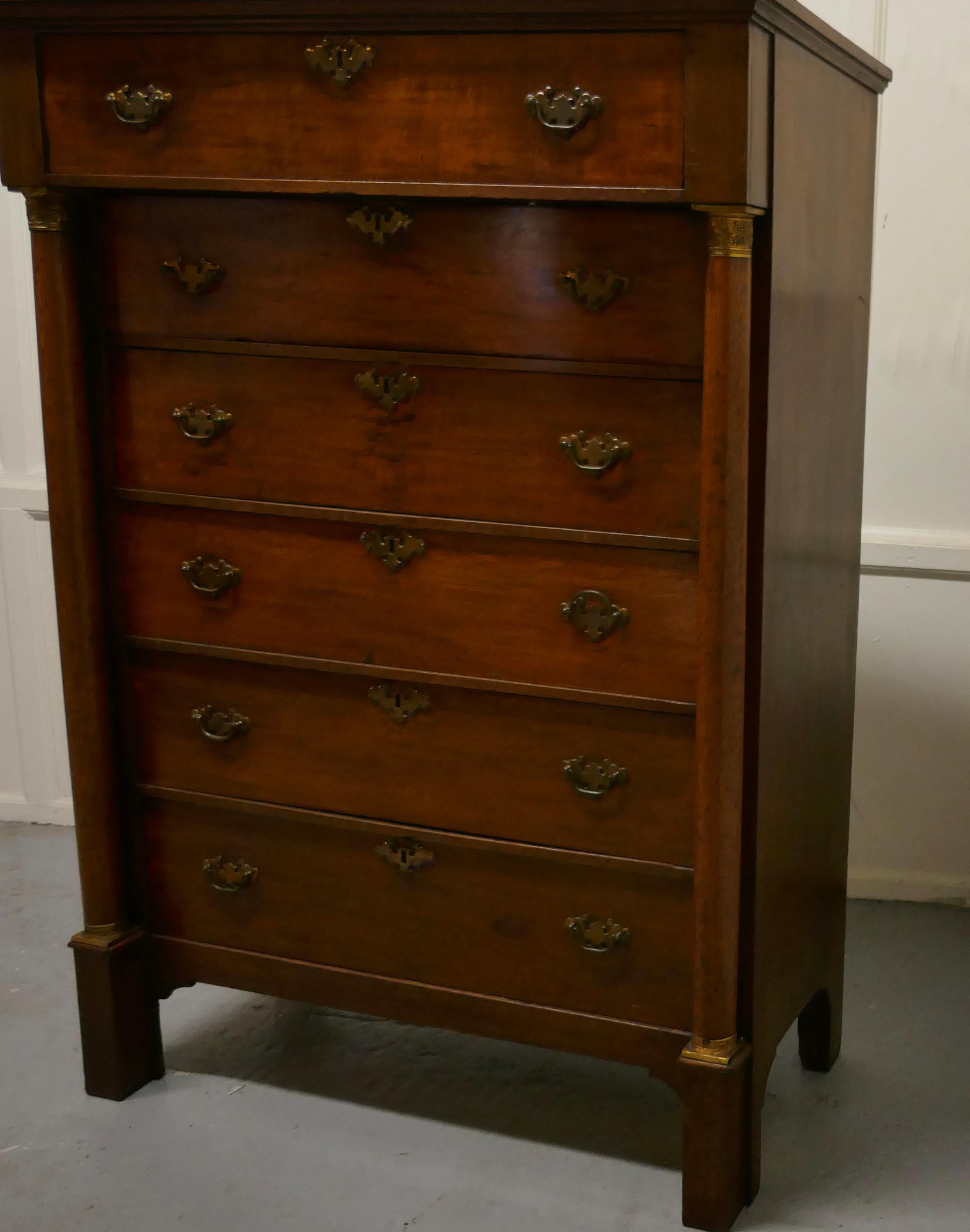 19th Century Tall 6 Drawer Oak Chest of Drawers    For Sale 2