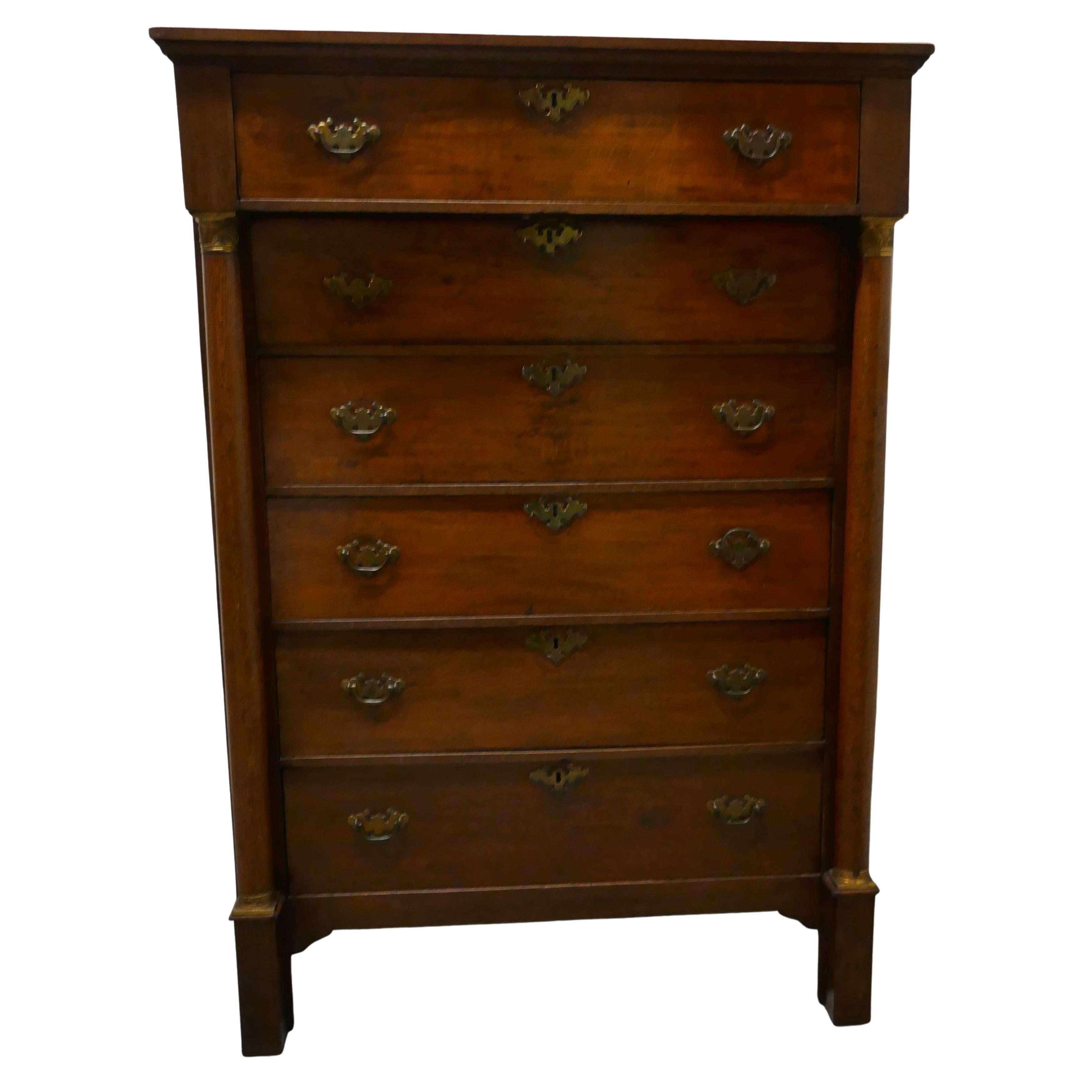 19th Century Tall 6 Drawer Oak Chest of Drawers    For Sale